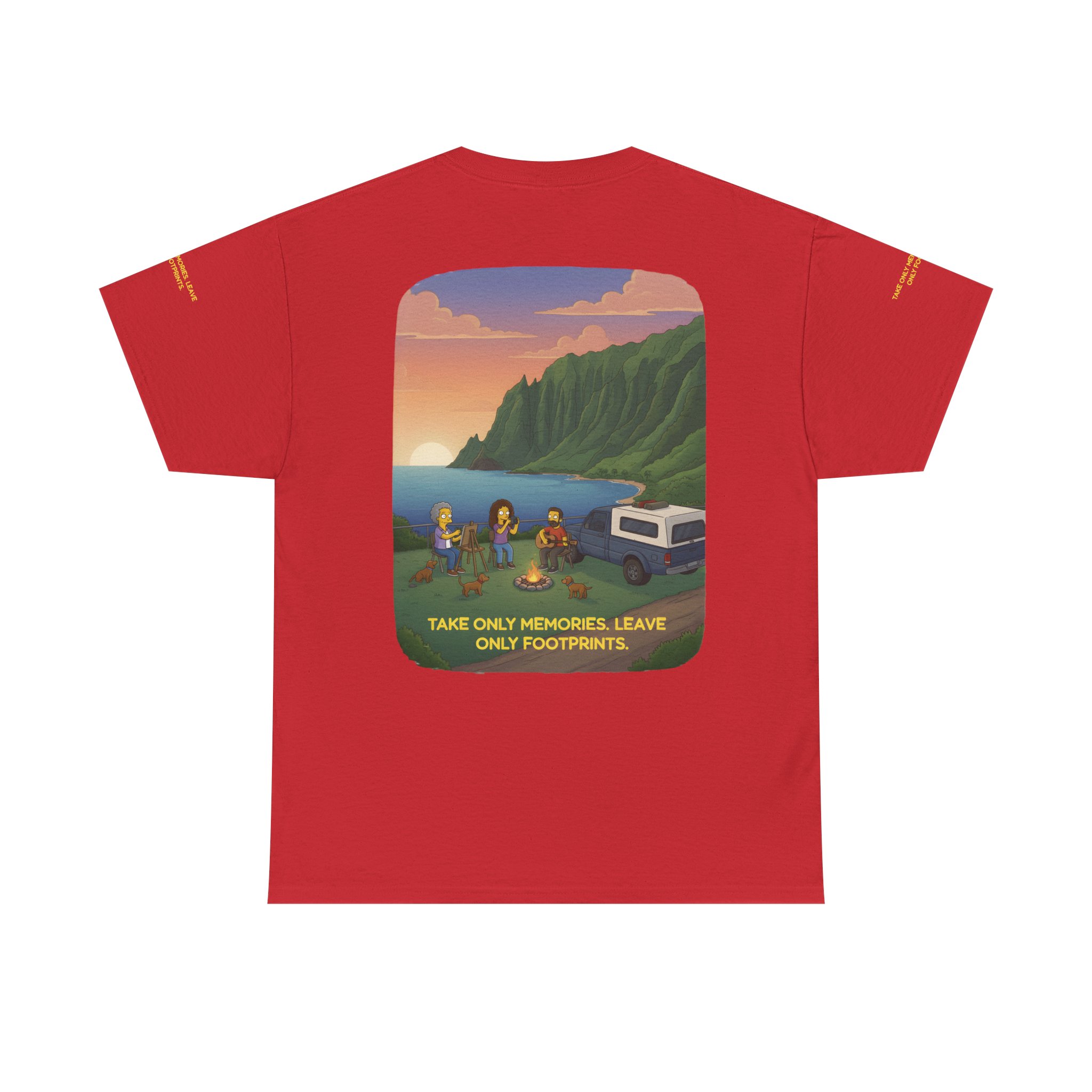 Unisex Heavy Cotton Tee — "Take Only Memories-Leave Only Footprints" Design Sitcom-Line