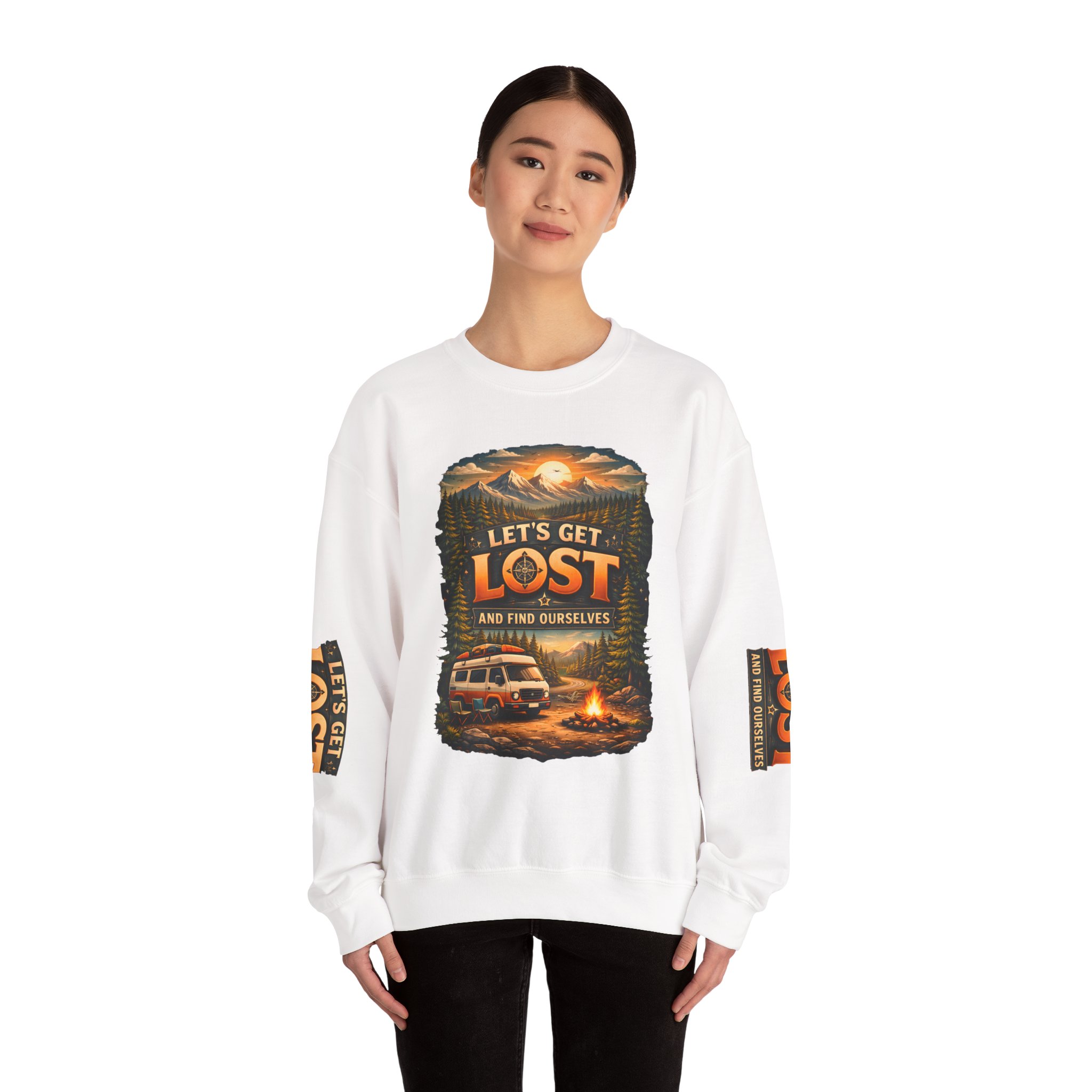 Unisex Heavy Blend™ Crewneck Sweatshirt — "Let´s Get Lost And Found Ourselfs" Design Scenic-Line