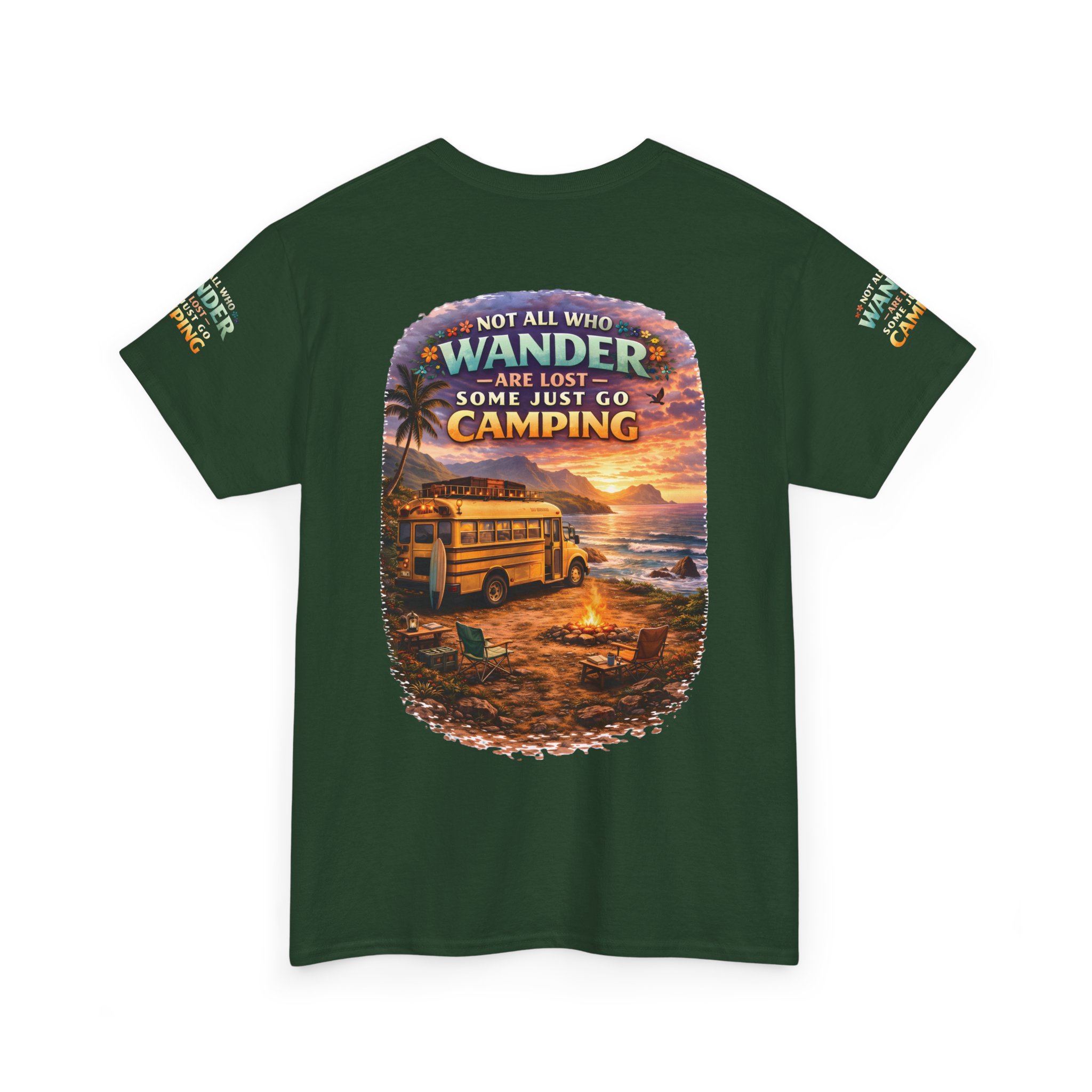 Unisex Heavy Cotton Tee — "Not All Who Wander Are Lost" Design Scenic-Line