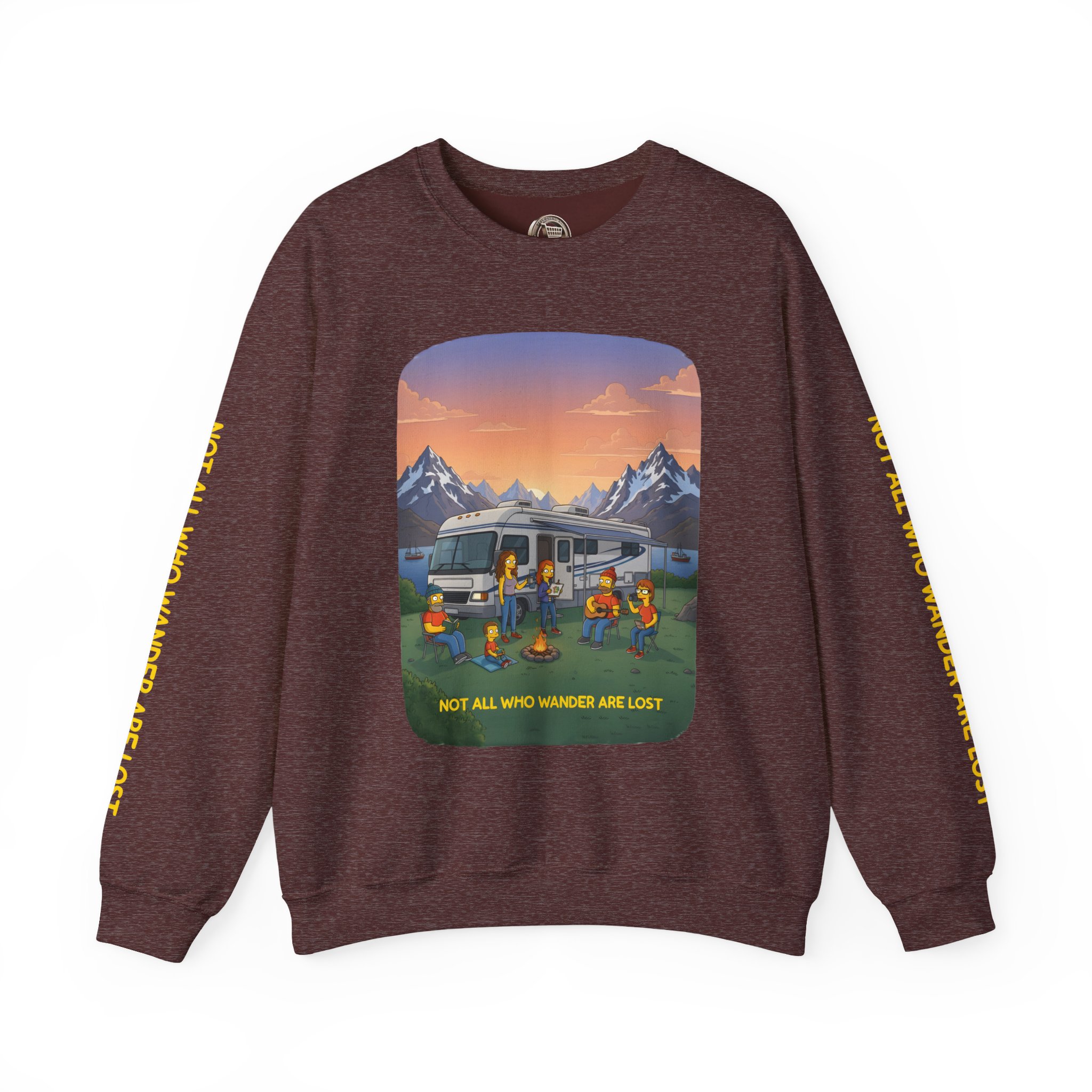 Unisex Heavy Blend™ Crewneck Sweatshirt — "Not All Who Wander Are Lost" Design Sitcom-Line
