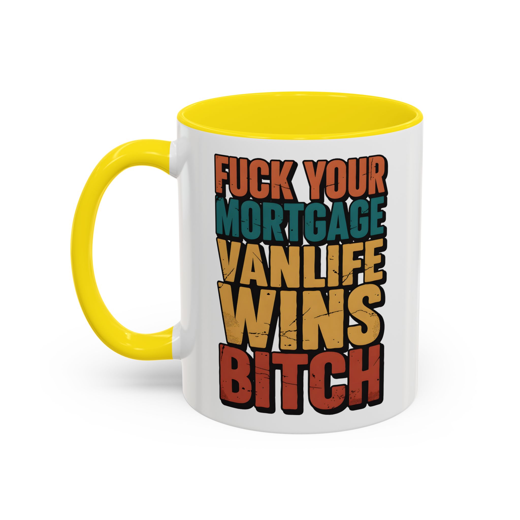 Accent Coffee Mug (11, 15oz) — "Fuck Your Mortgage" Design F**K-Line