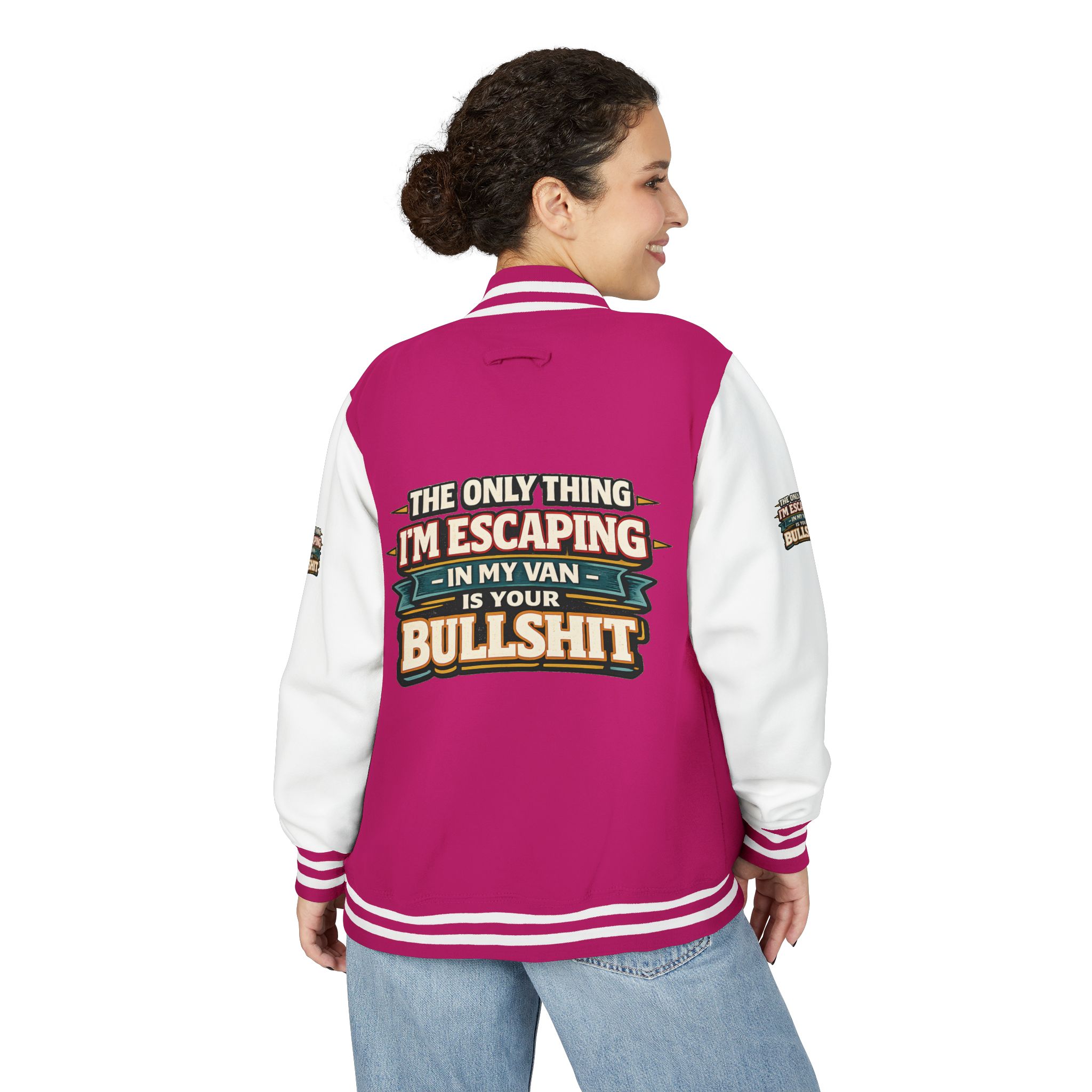 Unisex Heavyweight Letterman Jacket — "The Only Thing I´m Escaping" Design F**K-Line