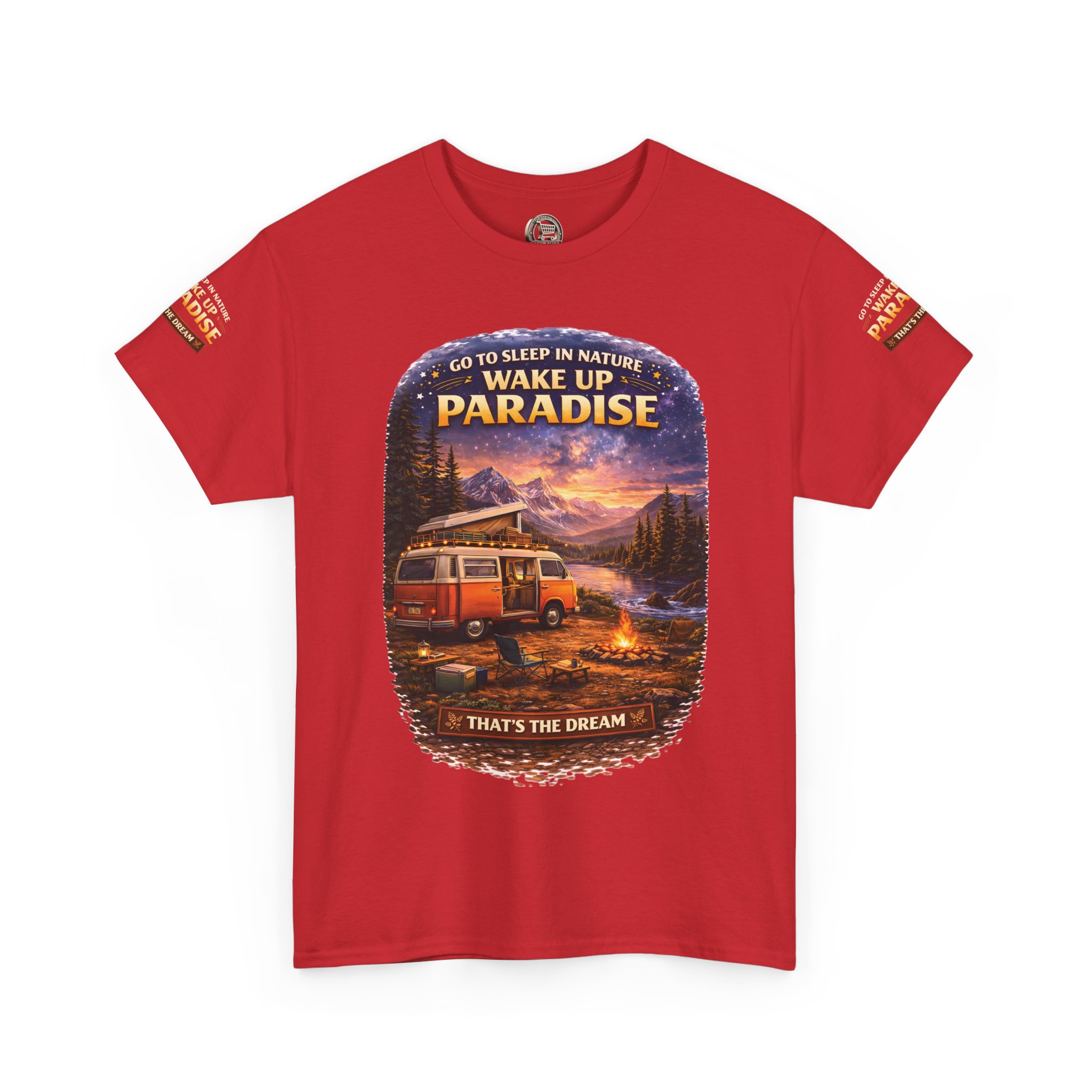 Unisex Heavy Cotton Tee — "Go Sleep In Nature" Design Scenic-Line