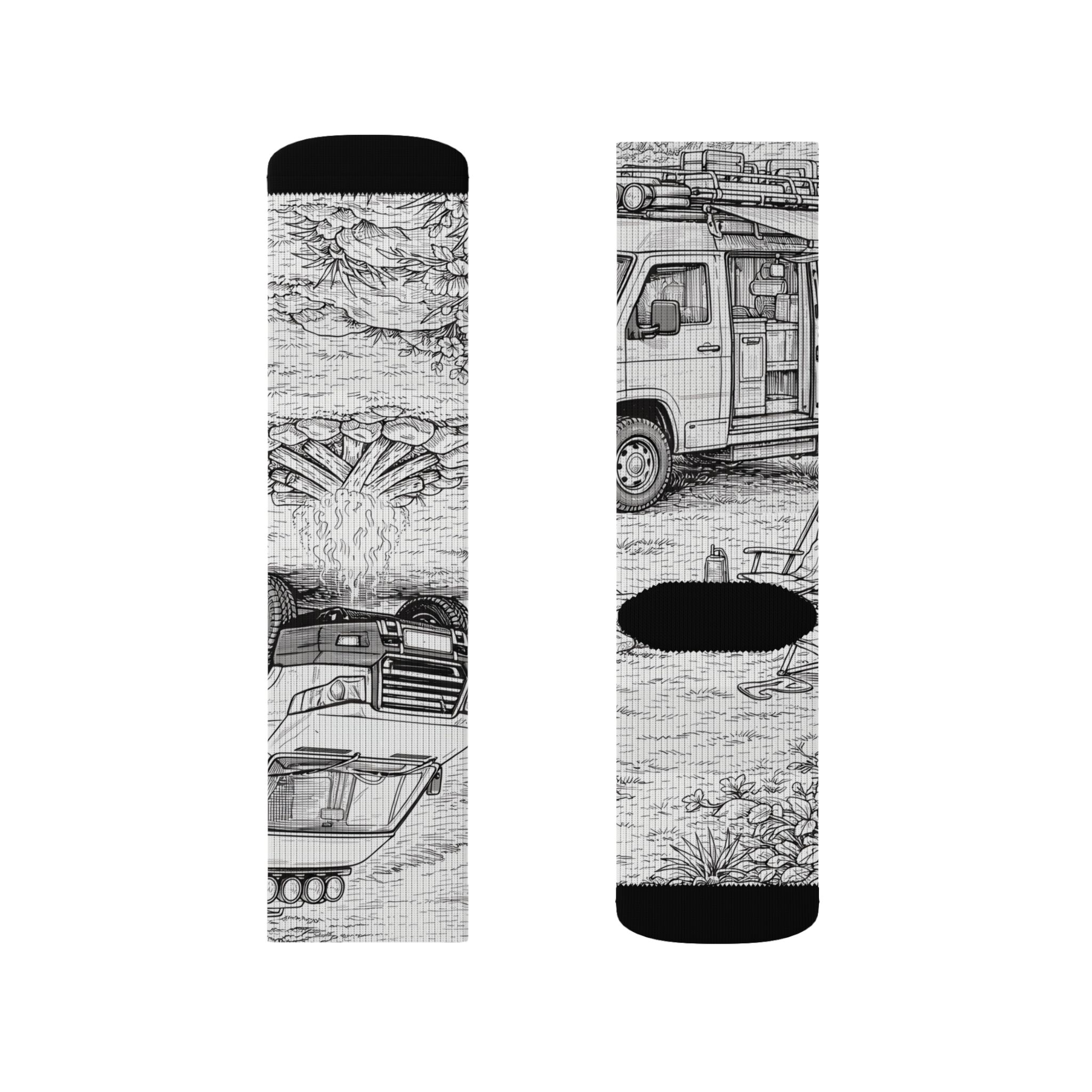 Sublimation Socks — Retro Camper Roadtrip Crew Socks
