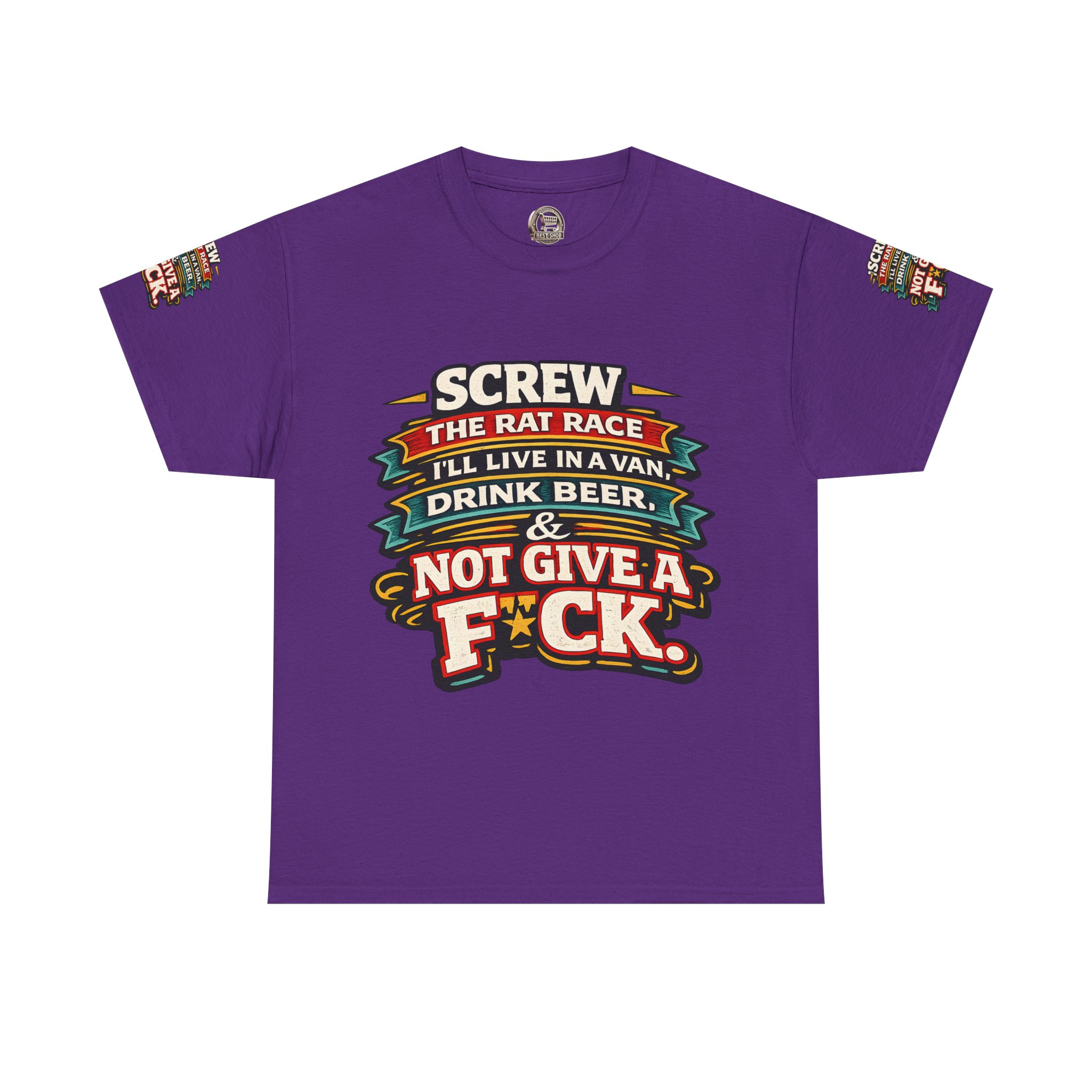Unisex Heavy Cotton Tee — "Screw The Rat Race" Design F**K-Line