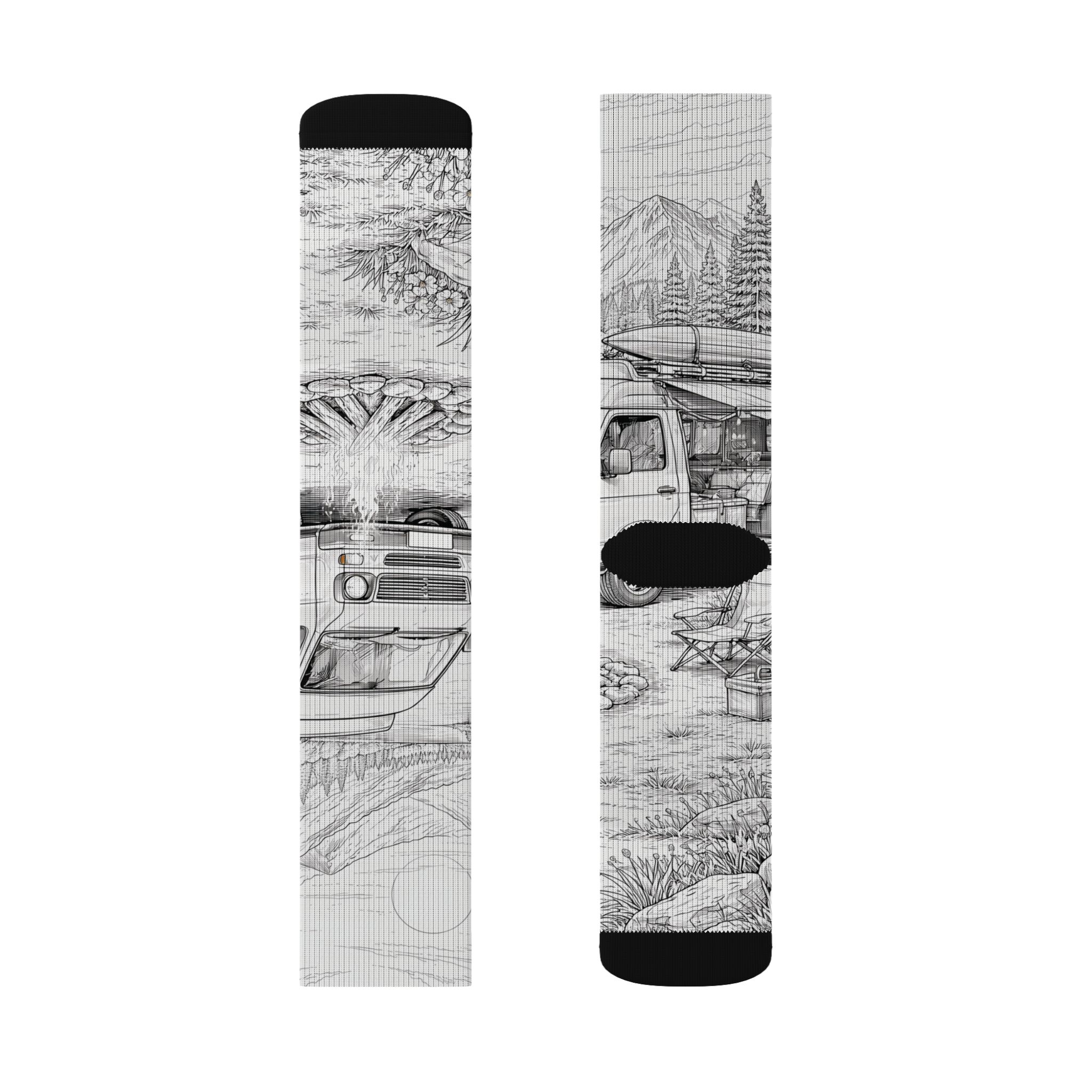Sublimation Socks — Retro Camper Roadtrip Crew Socks
