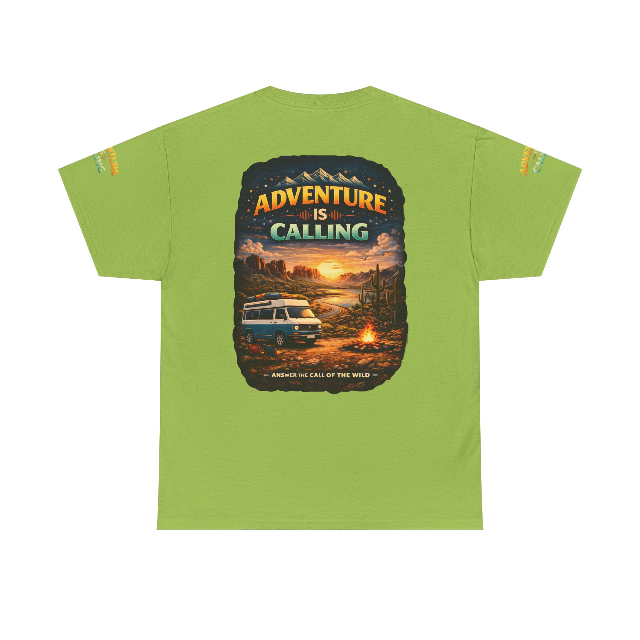 Unisex Heavy Cotton Tee — "Adventure Is Calling" Design Scenic-Line