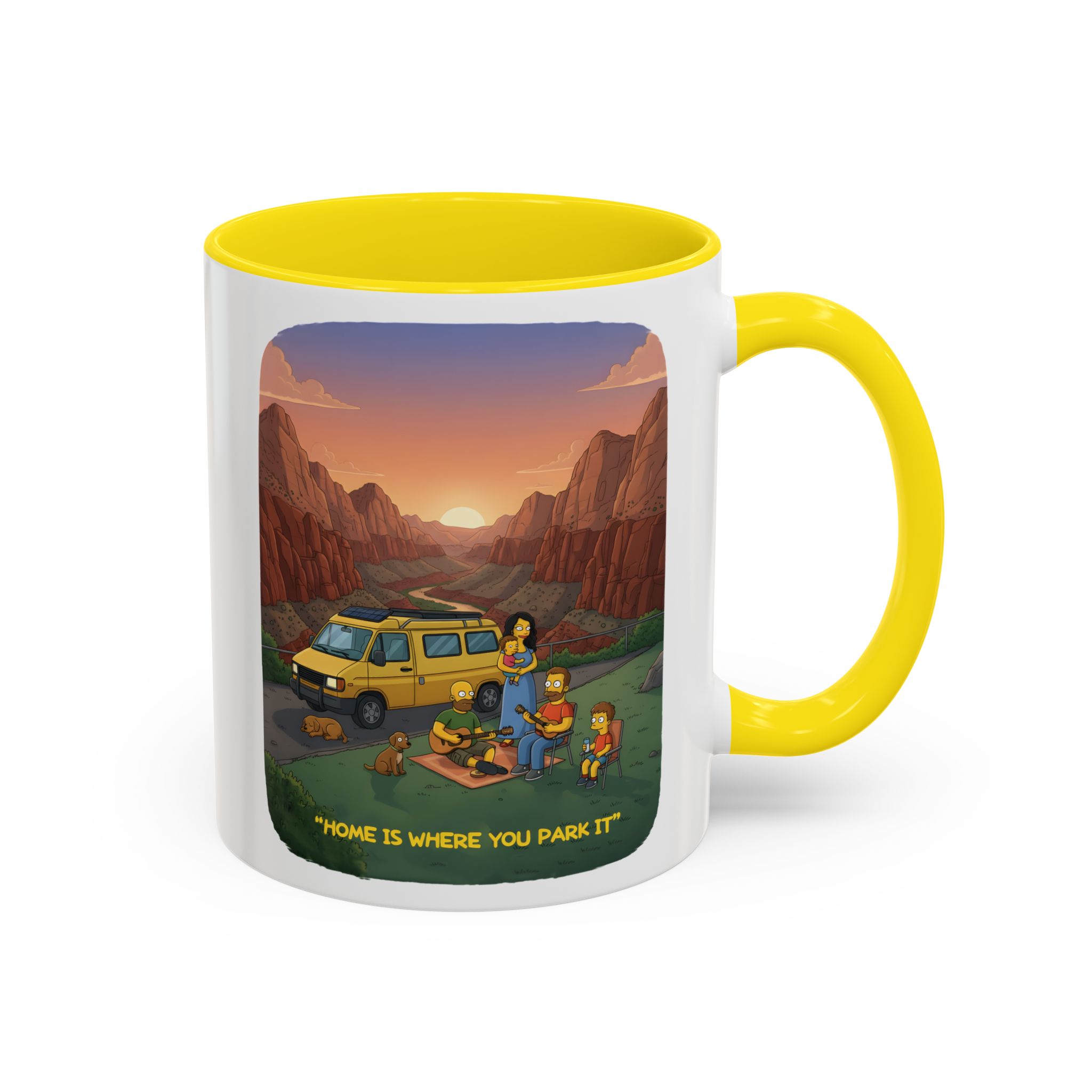 Accent Coffee Mug (11, 15oz) — "Home Is Where You Park It" Design Sitcom-Line