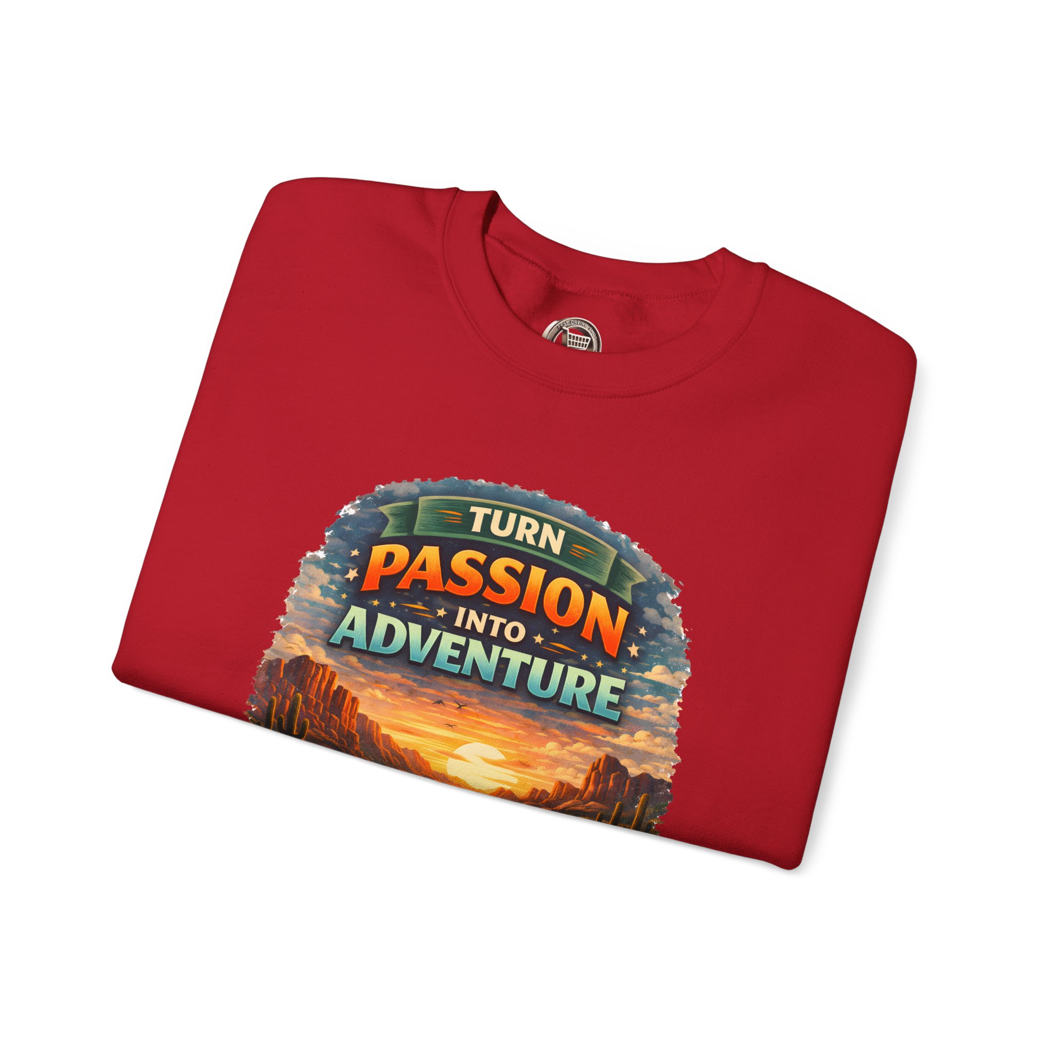 Unisex Heavy Blend™ Crewneck Sweatshirt — "Turn Passion Into Adventure" Design Scenic-Line