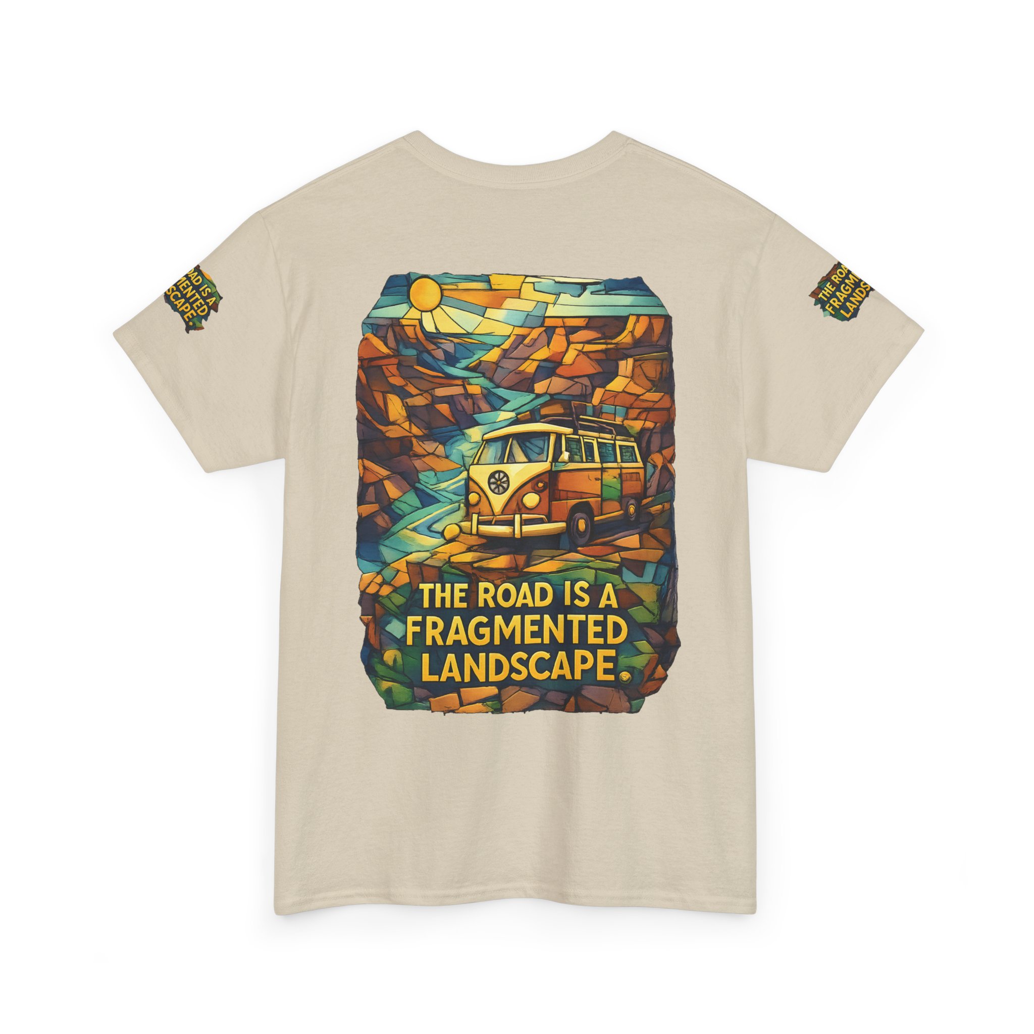 13355035173472449371_2048.jpeg Unisex Heavy Cotton Tee — "The Road Is A Fragmented Landscape" Design Cubic-Line
