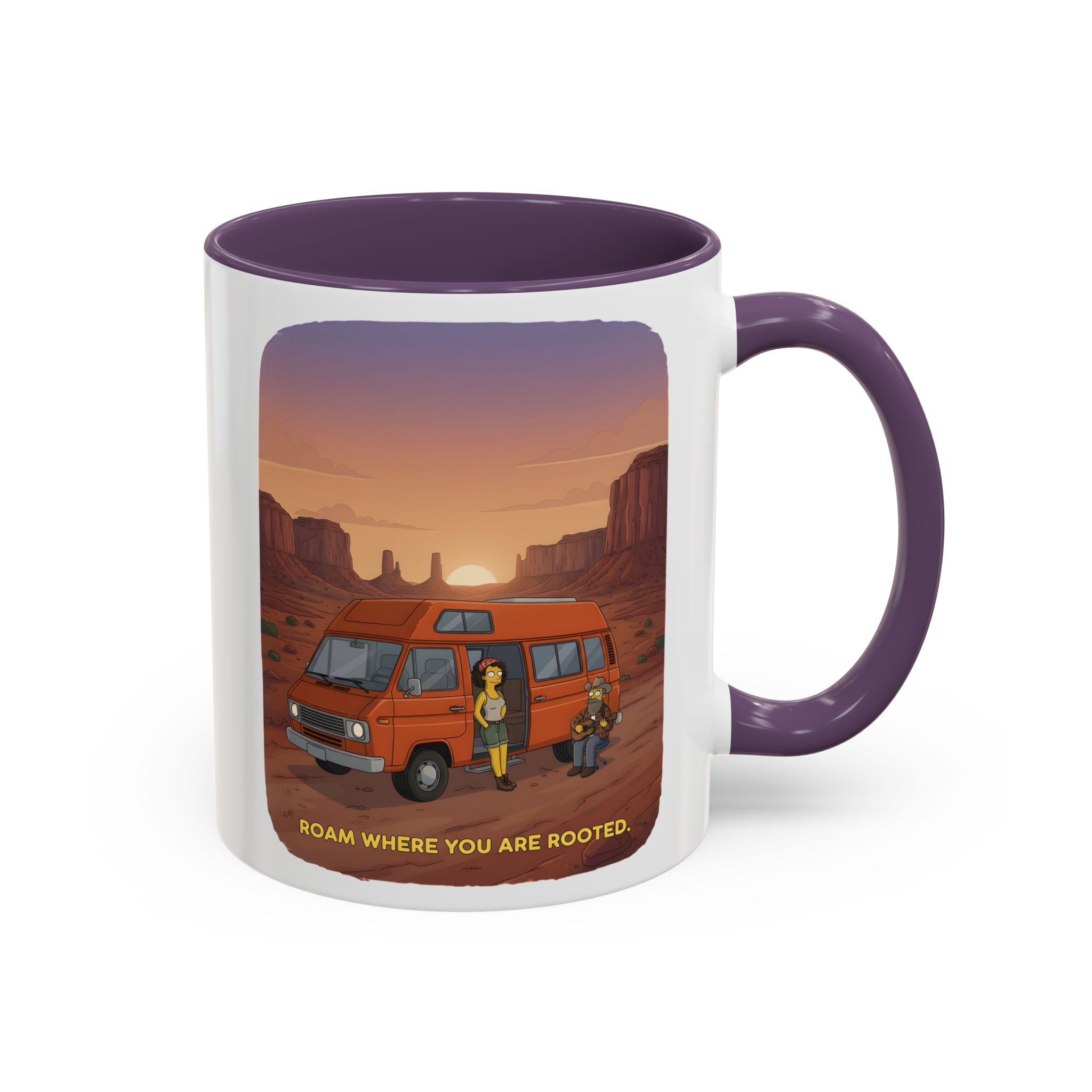 Accent Coffee Mug (11, 15oz) — "Roam Where You Are Rooted" Design Sitcom-Line