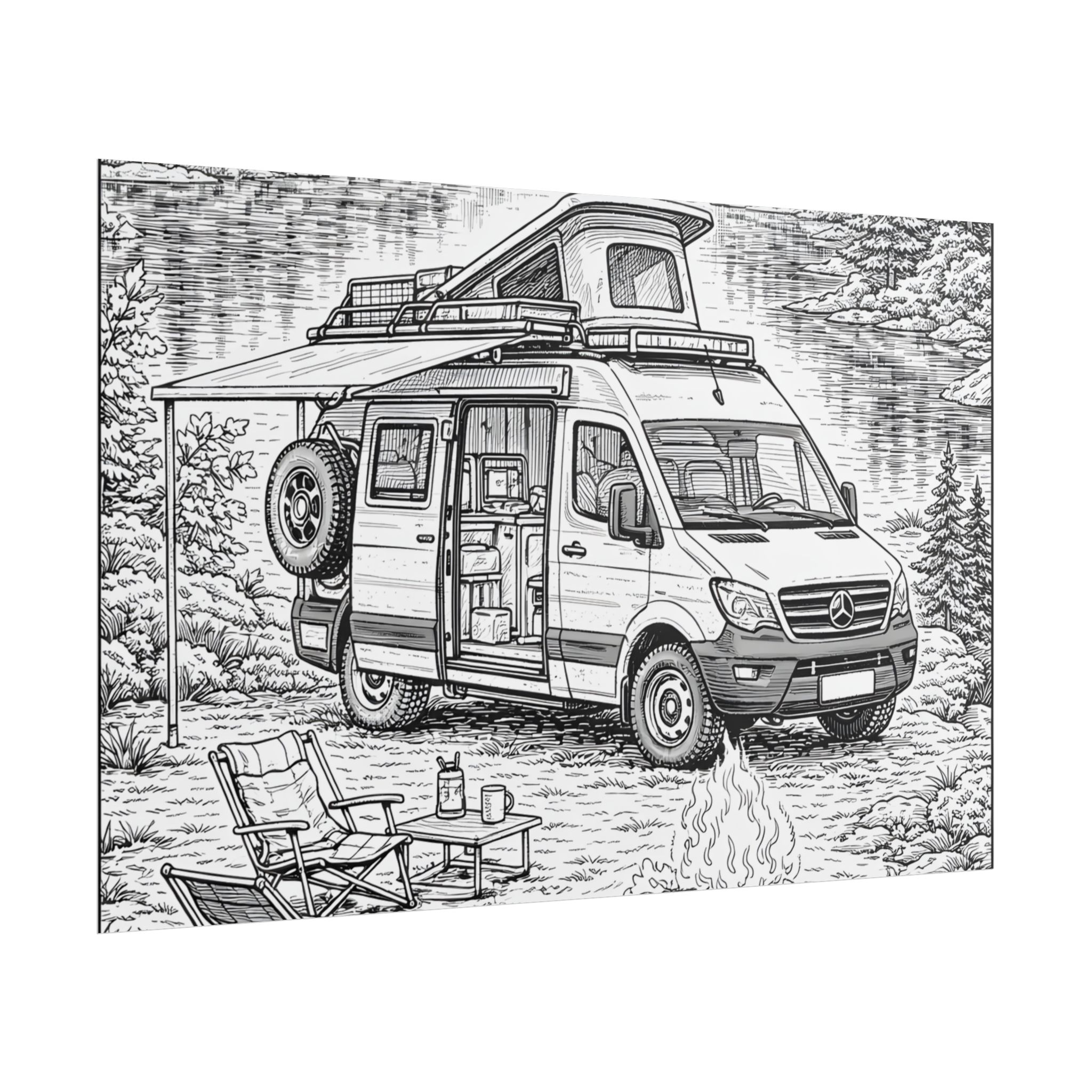 Campervan Poster — Vintage RV Camping Landscape Wall Art