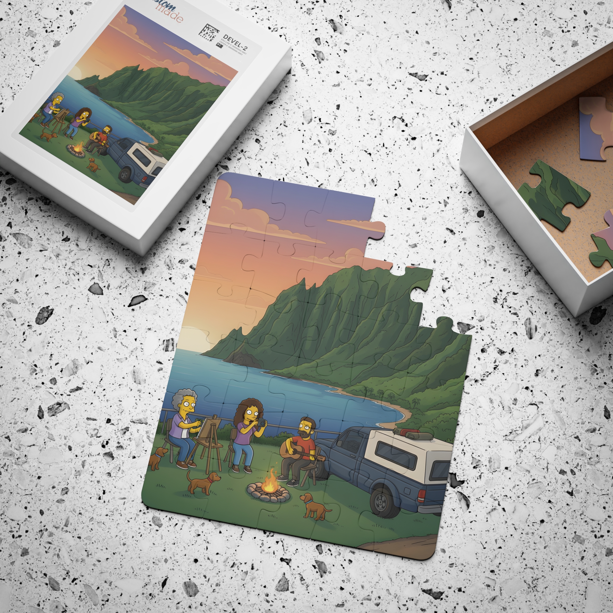 Kids' 30‑Piece Camping Puzzle — Family Beach Campfire Scene