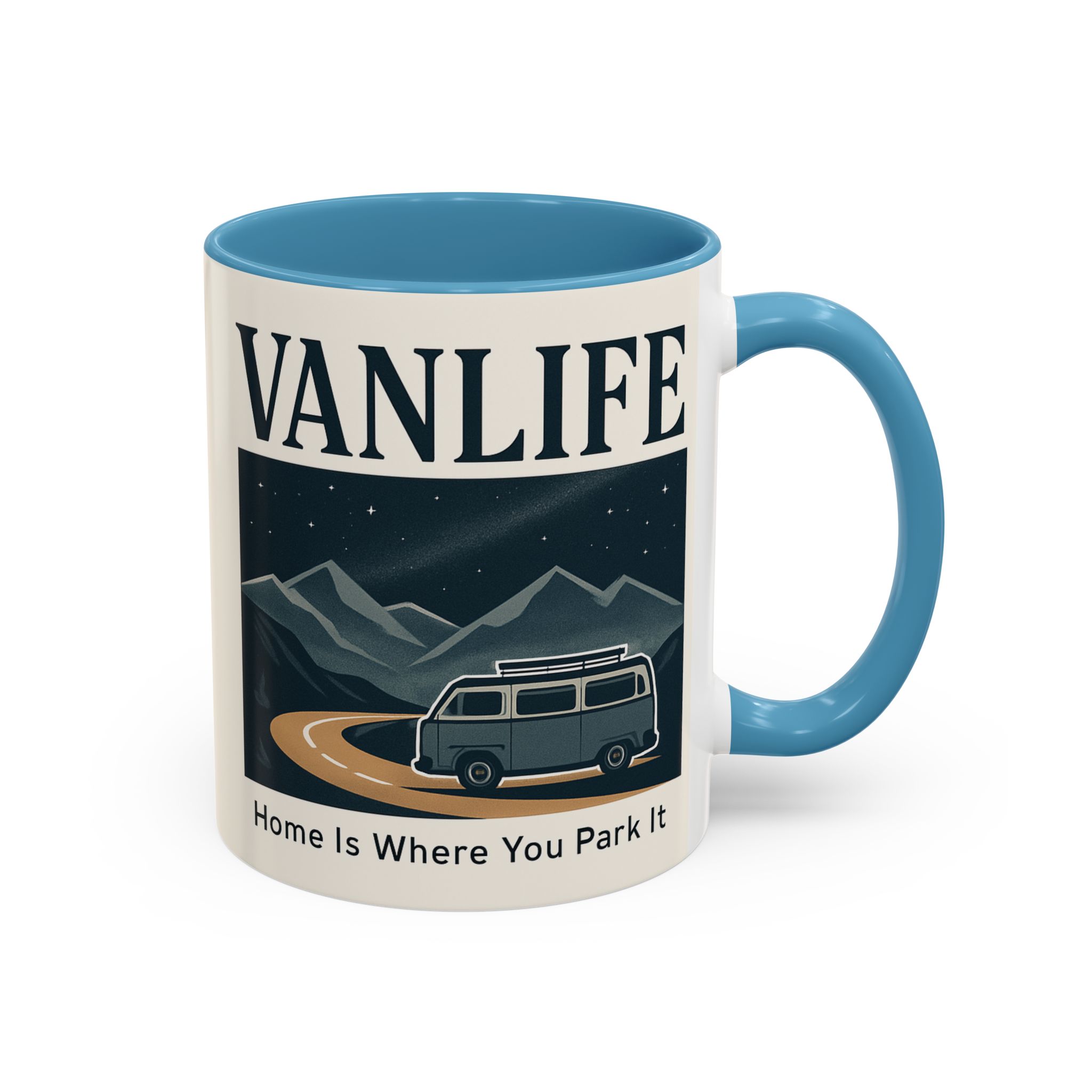 Coffee Mug — "Vanlife - Home Is Where You Park It" Accent Campervan Travel Mug