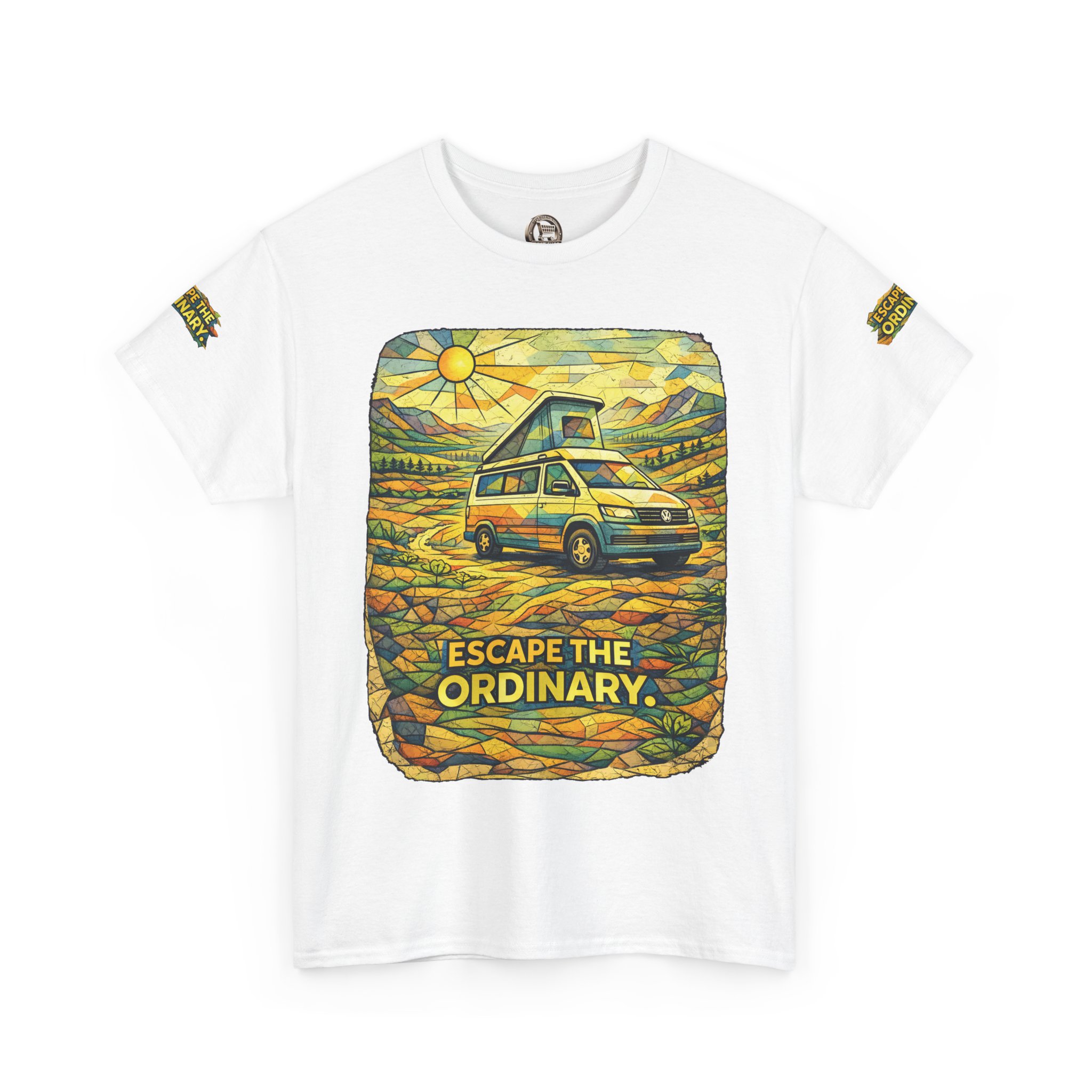 13362158529745513689_2048.jpeg Unisex Heavy Cotton Tee — "Escape The Ordinary" Design Cubic-Line