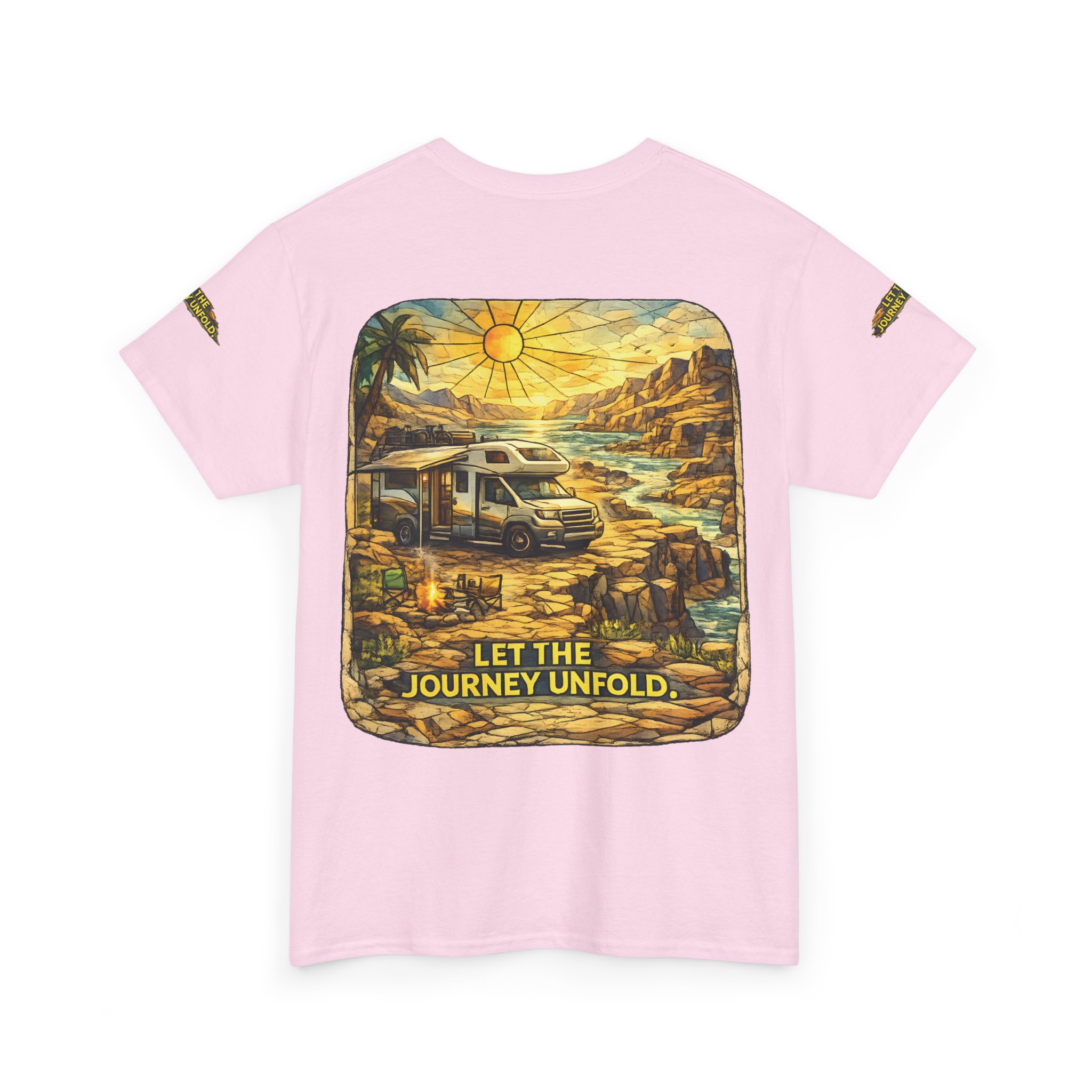 Unisex Heavy Cotton Tee — "Let The Journey Unfold" Design Cubic-Line