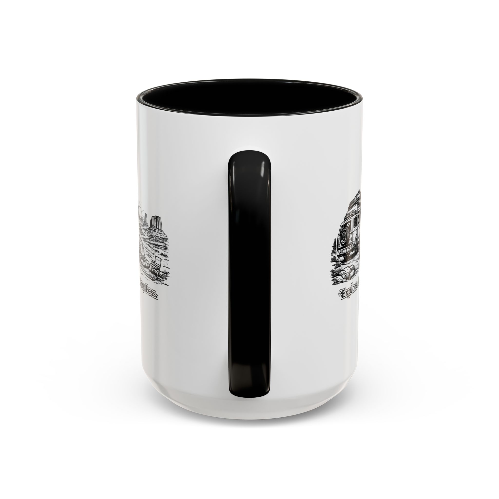 Accent Coffee Mug (11, 15oz) — "Explore More Worry Less" Design Minimal-Line