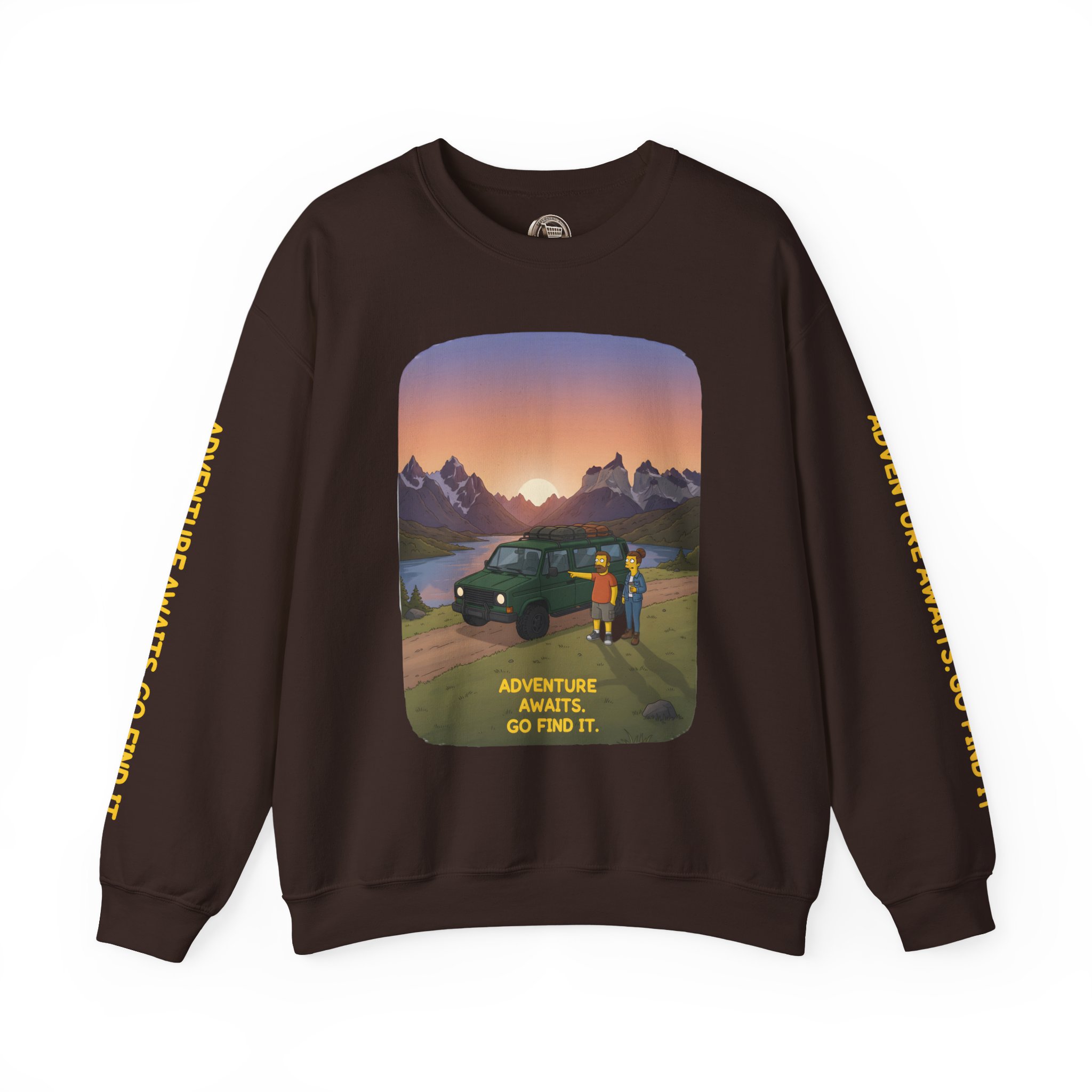 Unisex Heavy Blend™ Crewneck Sweatshirt — "Adventure Awaits-Go Find It" Design Sitcom-Line