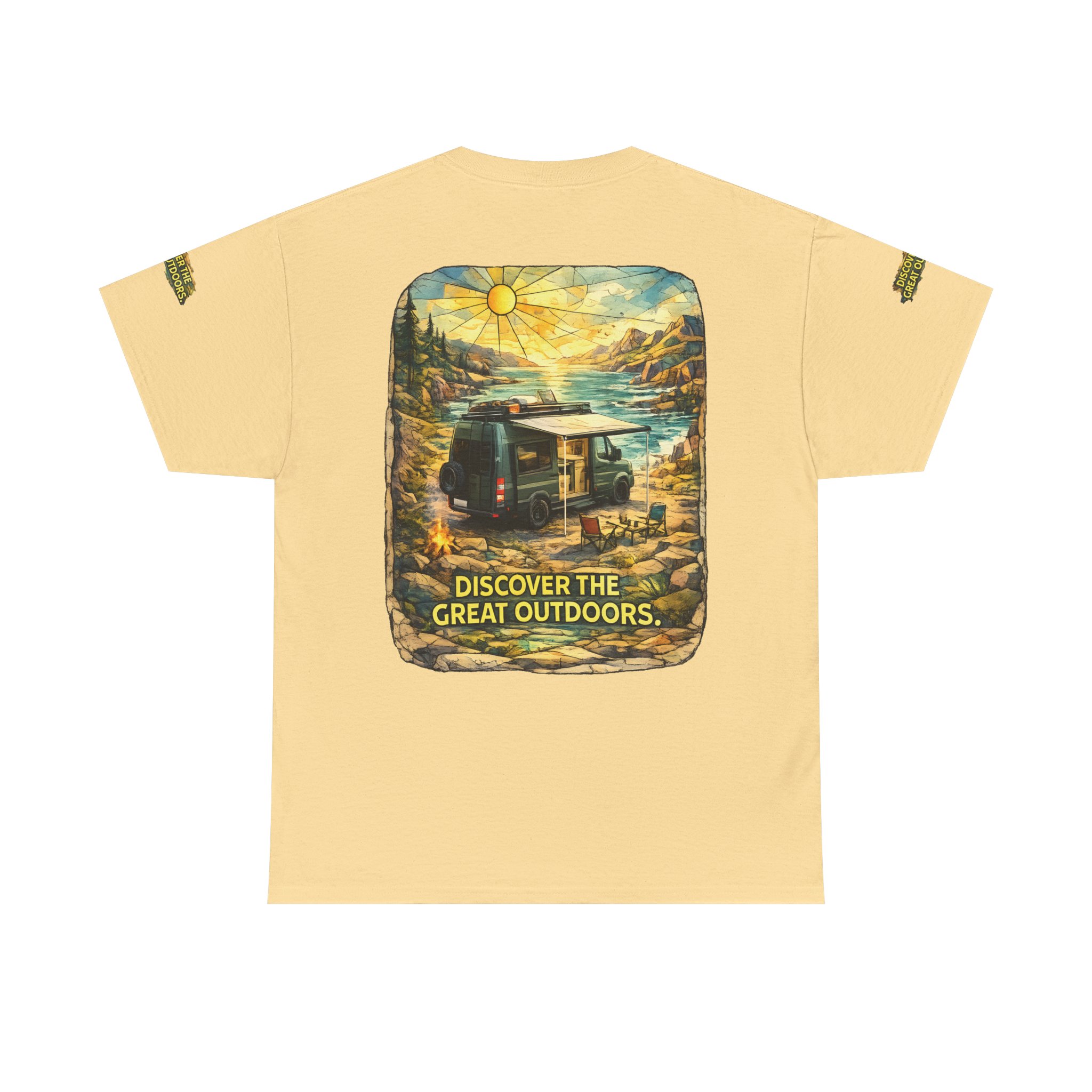 Unisex Heavy Cotton Tee — "Discover The Great Outdoors" Design Cubic-Line