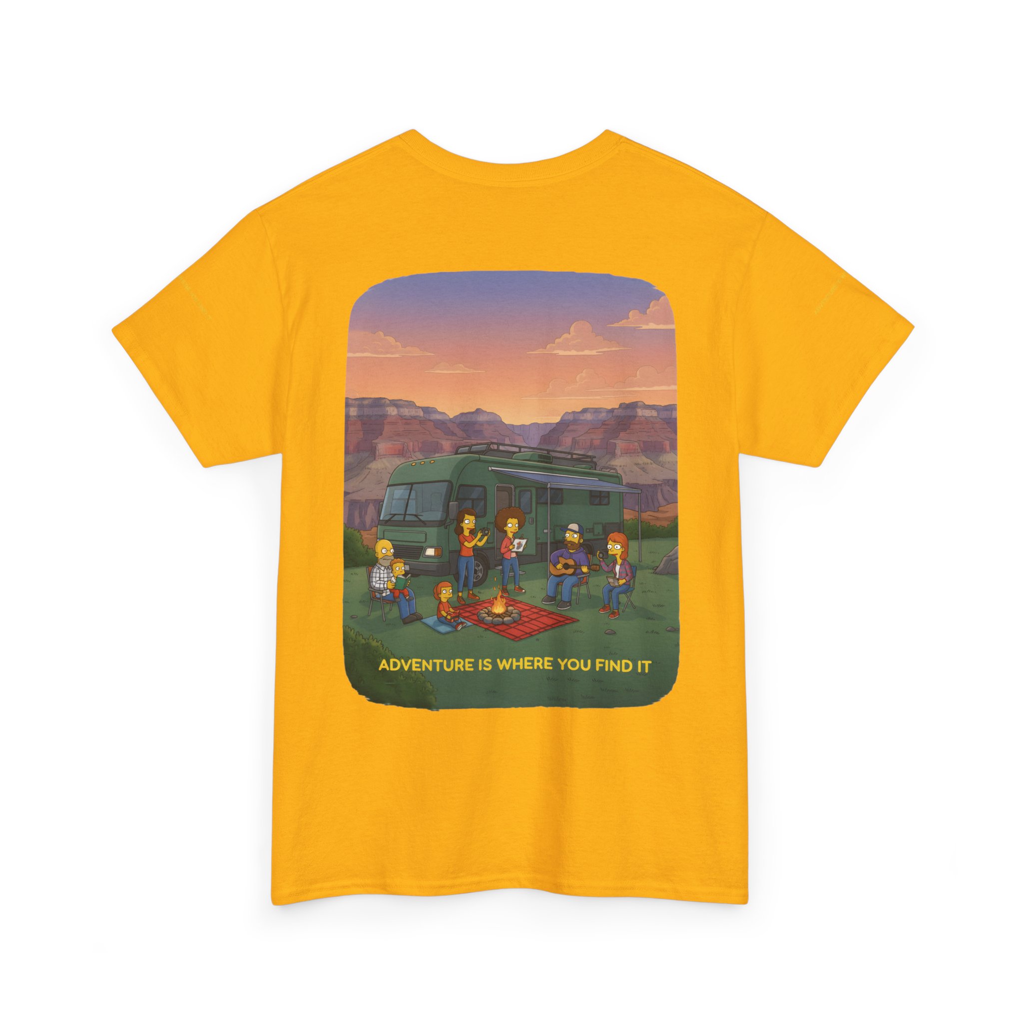 Unisex Heavy Cotton Tee — "Adventure Is Where You Find It" Design Sitcom-Line