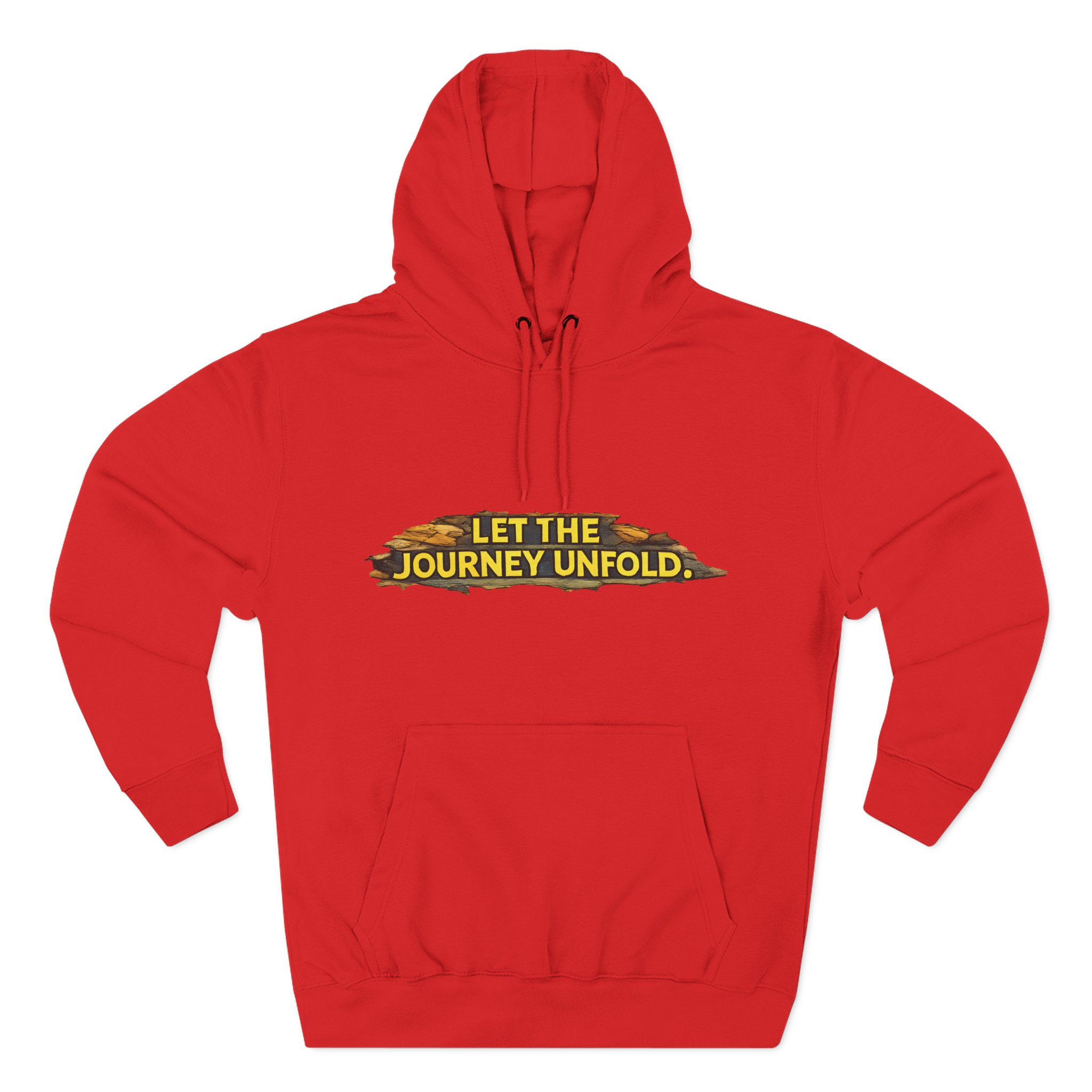 Three-Panel Fleece Hoodie - "Let The Journey Unfold" Design Cubic-Line