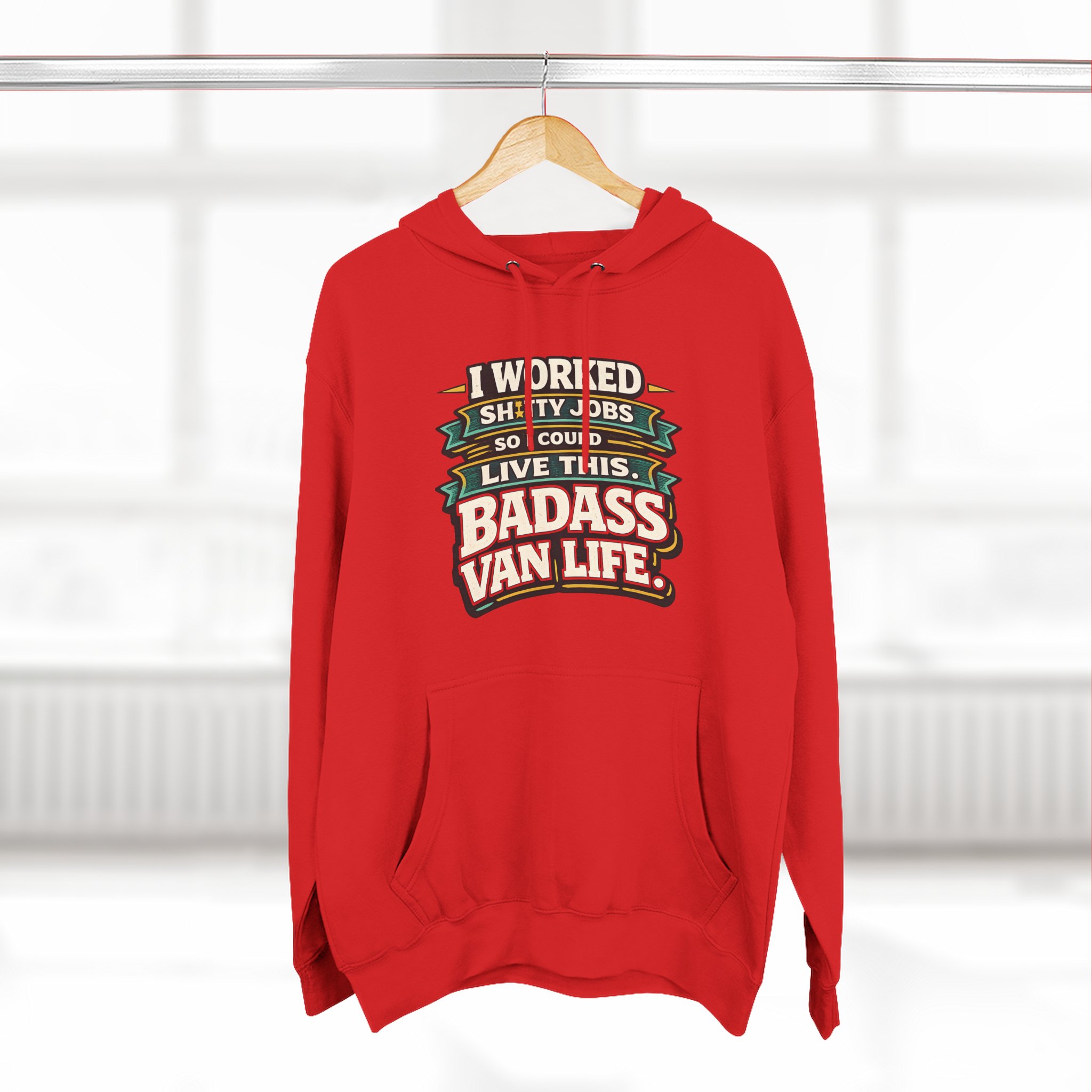 Three-Panel Fleece Hoodie - "I Worked Shitty Jobs" Design F**K-Line