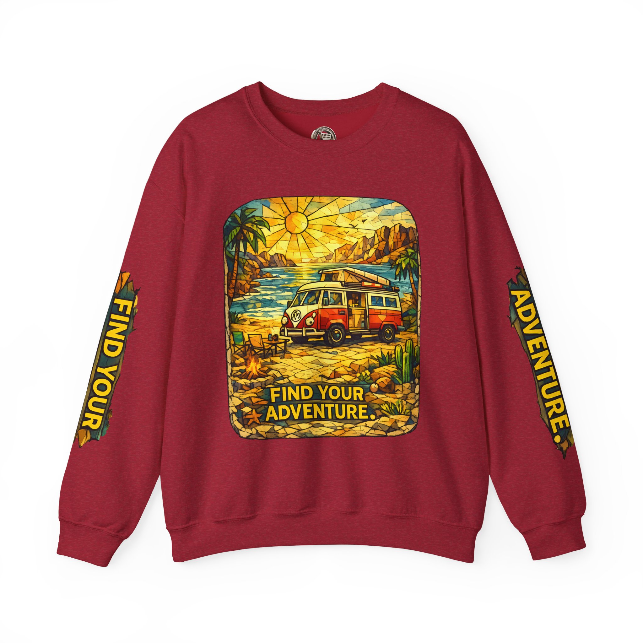 Unisex Heavy Blend™ Crewneck Sweatshirt — "Find Your Adventure" Design Cubic-Line