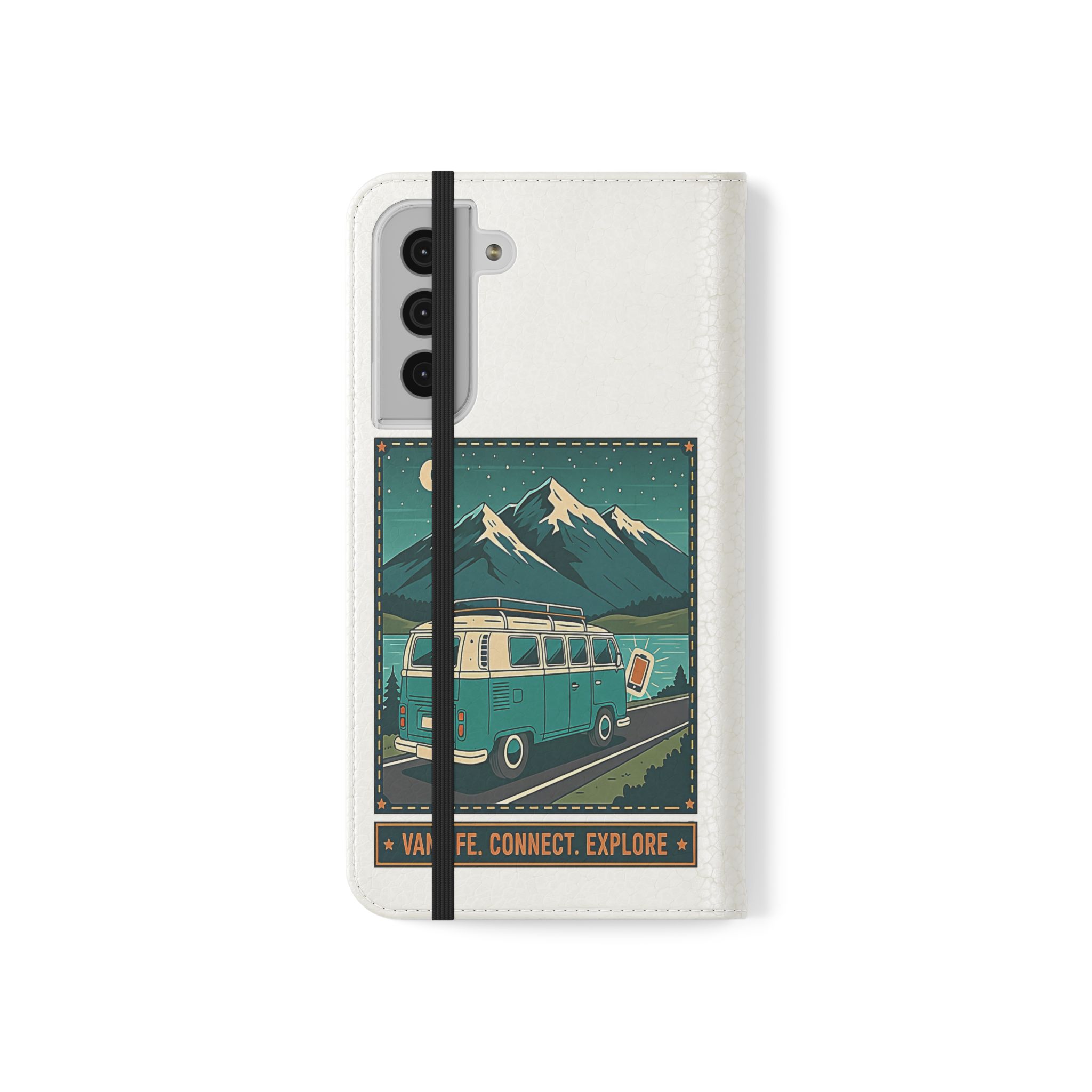 Flip Phone Case — “WiFi Where the Roam Is” Vanlife Wallet Case