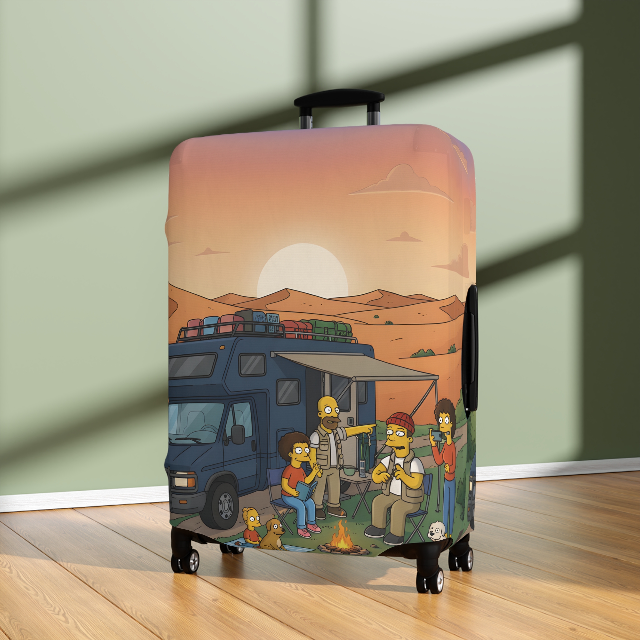 Luggage Cover — Adventure Camper Sketch Travel Suitcase(Design Sitcom-Line)