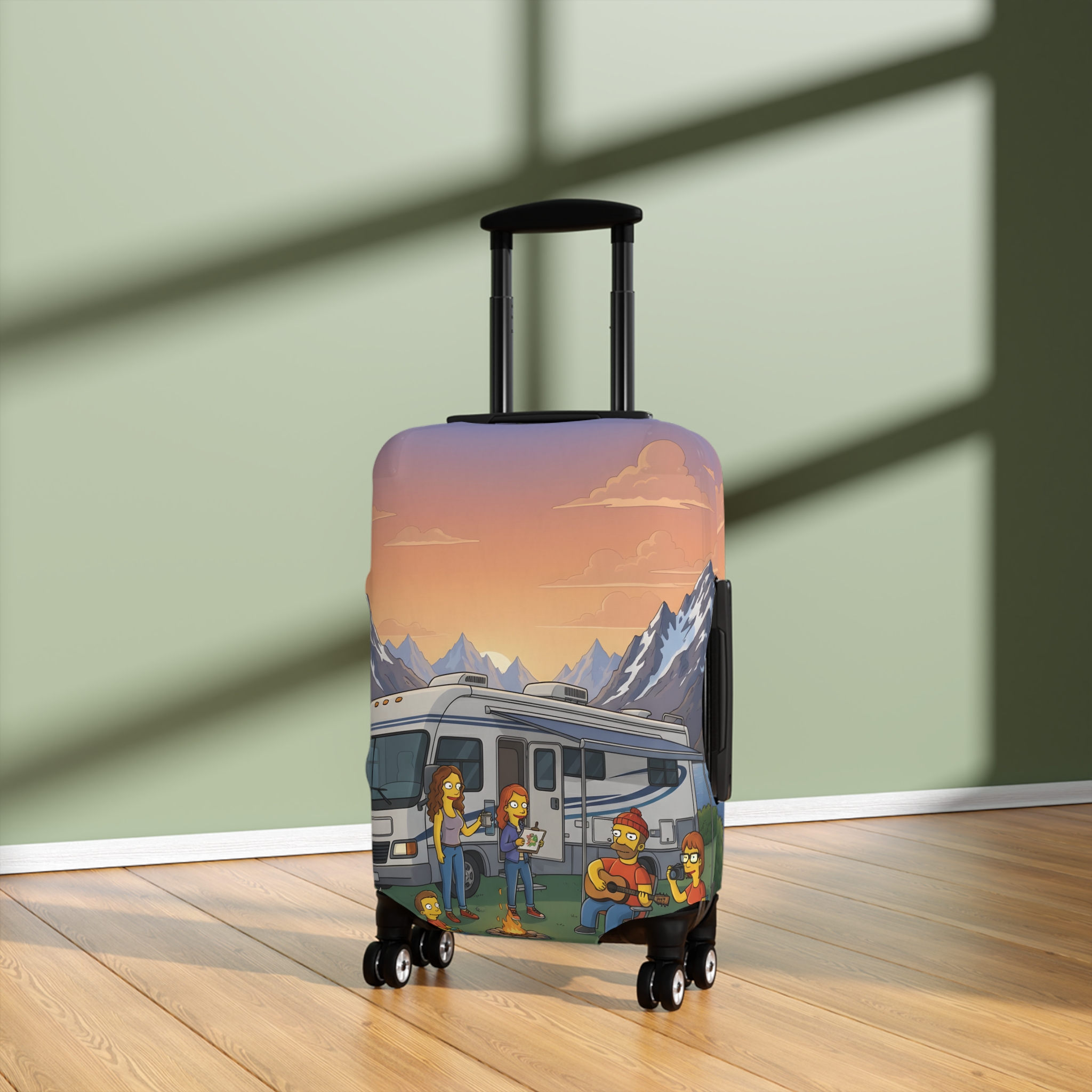 13386235608550099435_2048.jpeg Luggage Cover — Adventure Camper Sketch Travel Suitcase(Design Sitcom-Line)