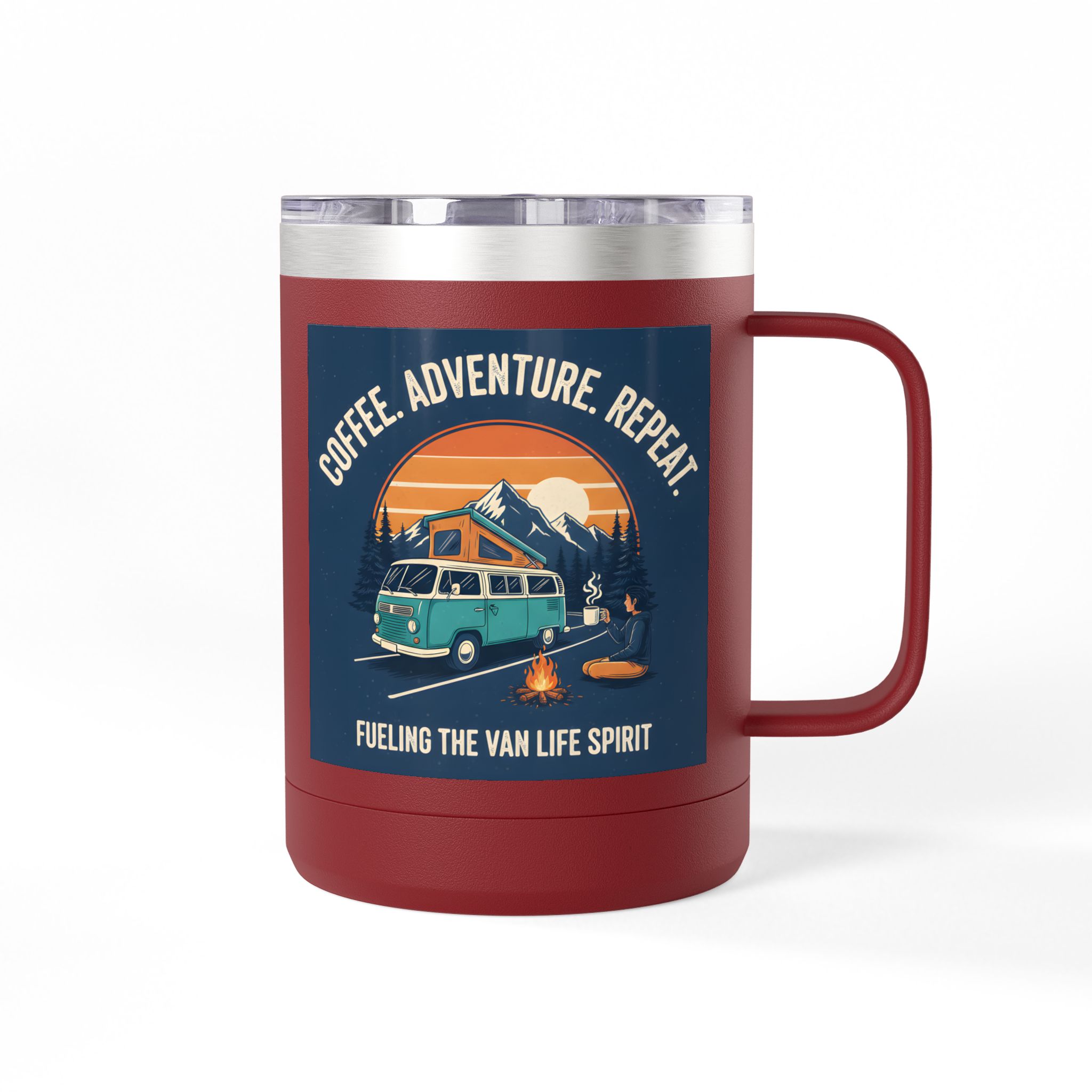 Coffee Mug Tumbler, 15oz — “Coffee. Adventure. Repeat.”