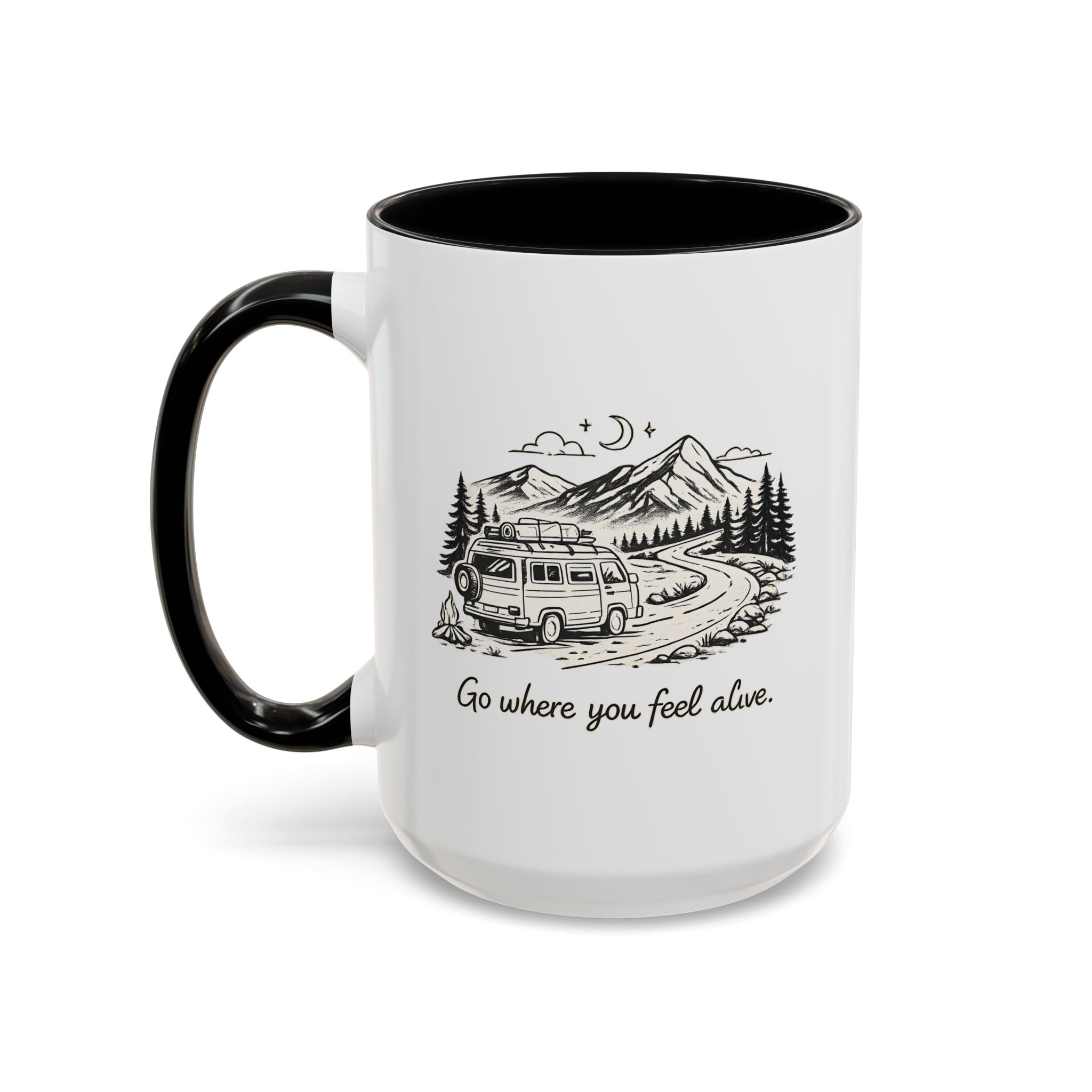 Accent Coffee Mug (11, 15oz) — "Go Where You Feel Alive" Design Minimal-Line