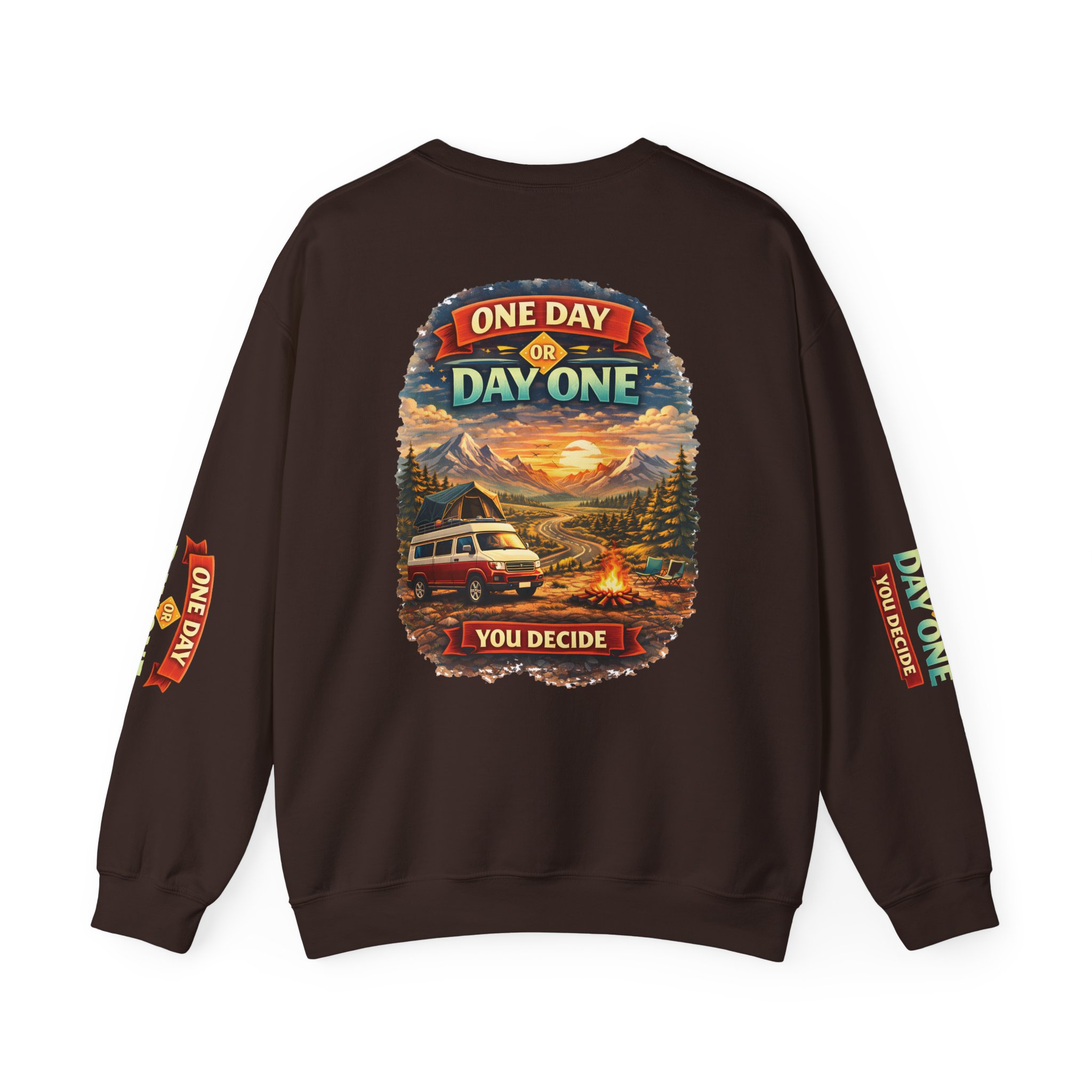 Unisex Heavy Blend™ Crewneck Sweatshirt — "One Day Or Day One" Design Scenic-Line