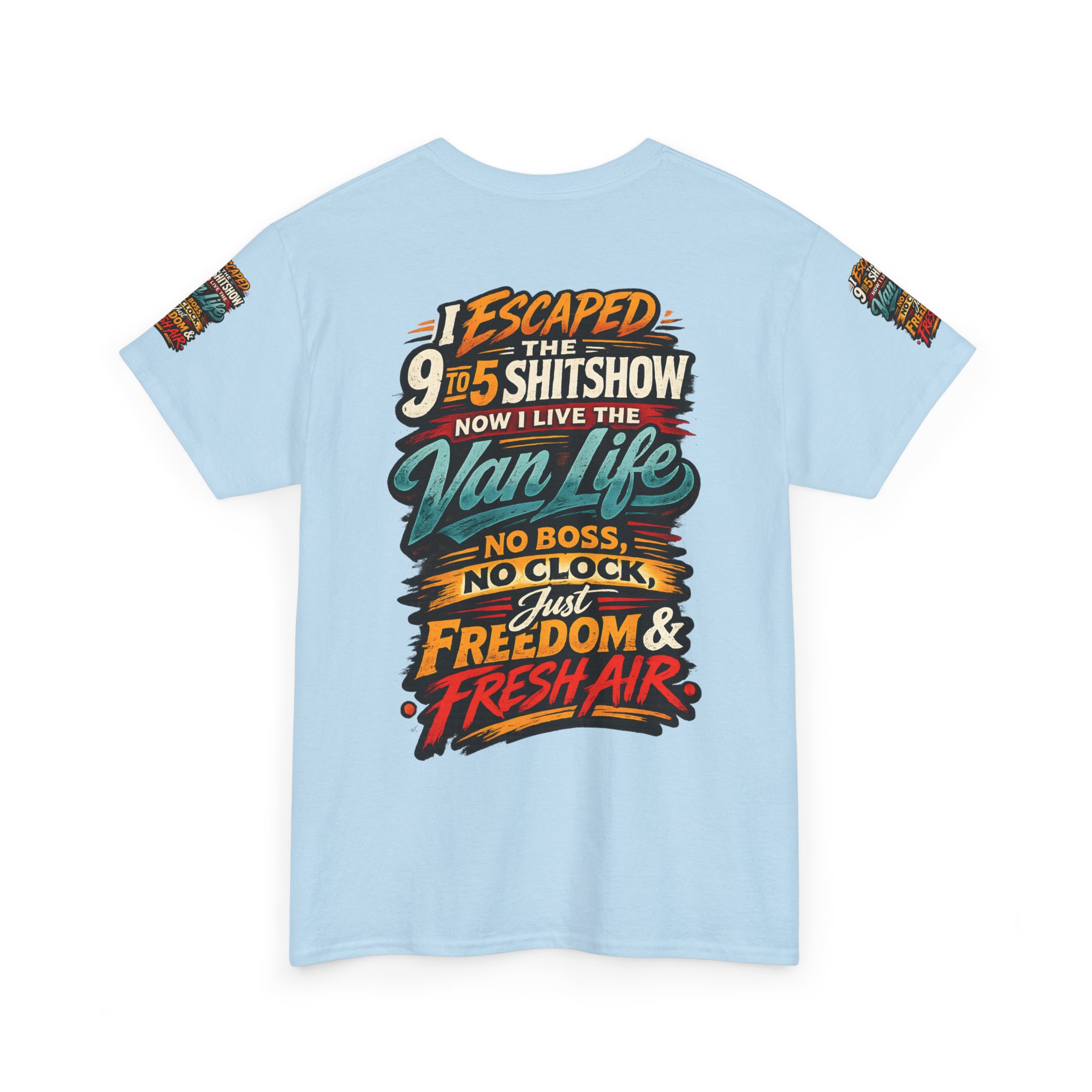 Unisex Heavy Cotton Tee — "I Escaped The 9 To 5" Design F**K-Line