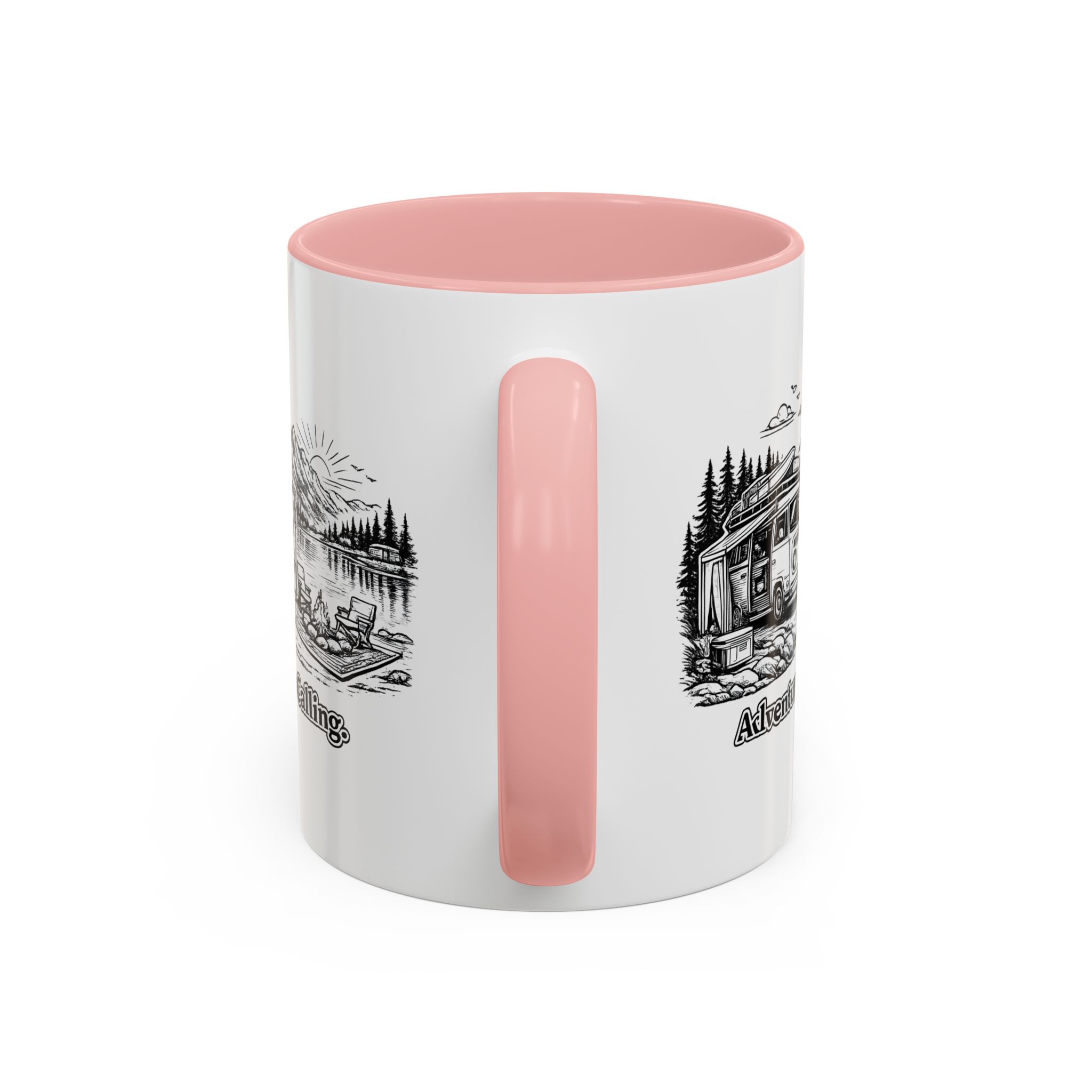 Accent Coffee Mug (11, 15oz) — "Adventure Is Calling" Design Minimal-Line