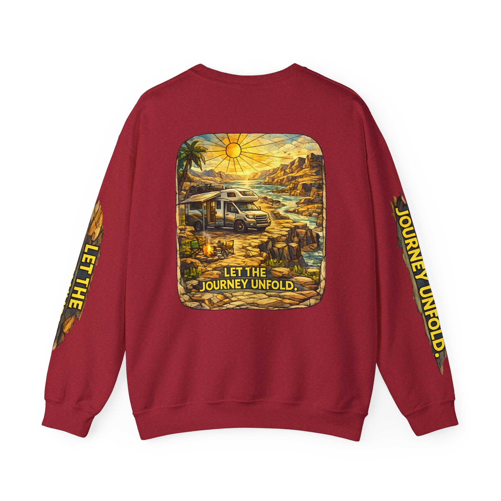 Unisex Heavy Blend™ Crewneck Sweatshirt — "Let The Journey Unfold" Design Cubic-Line