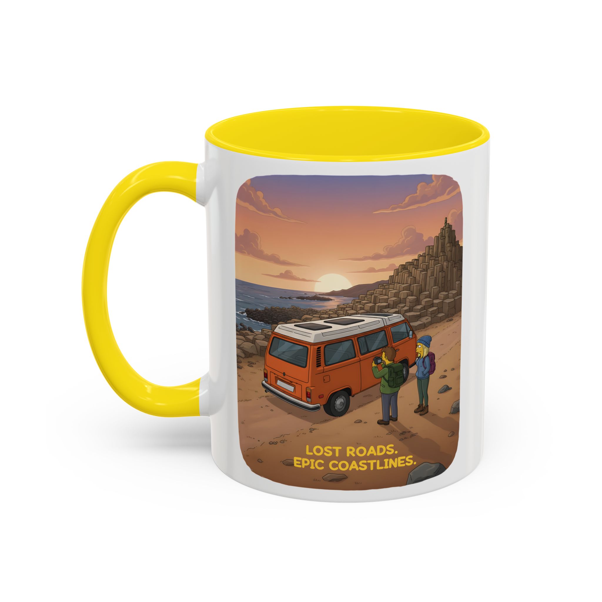 Accent Coffee Mug (11, 15oz) — "Lost Roads Epic Coastlines" Design Sitcom-Line