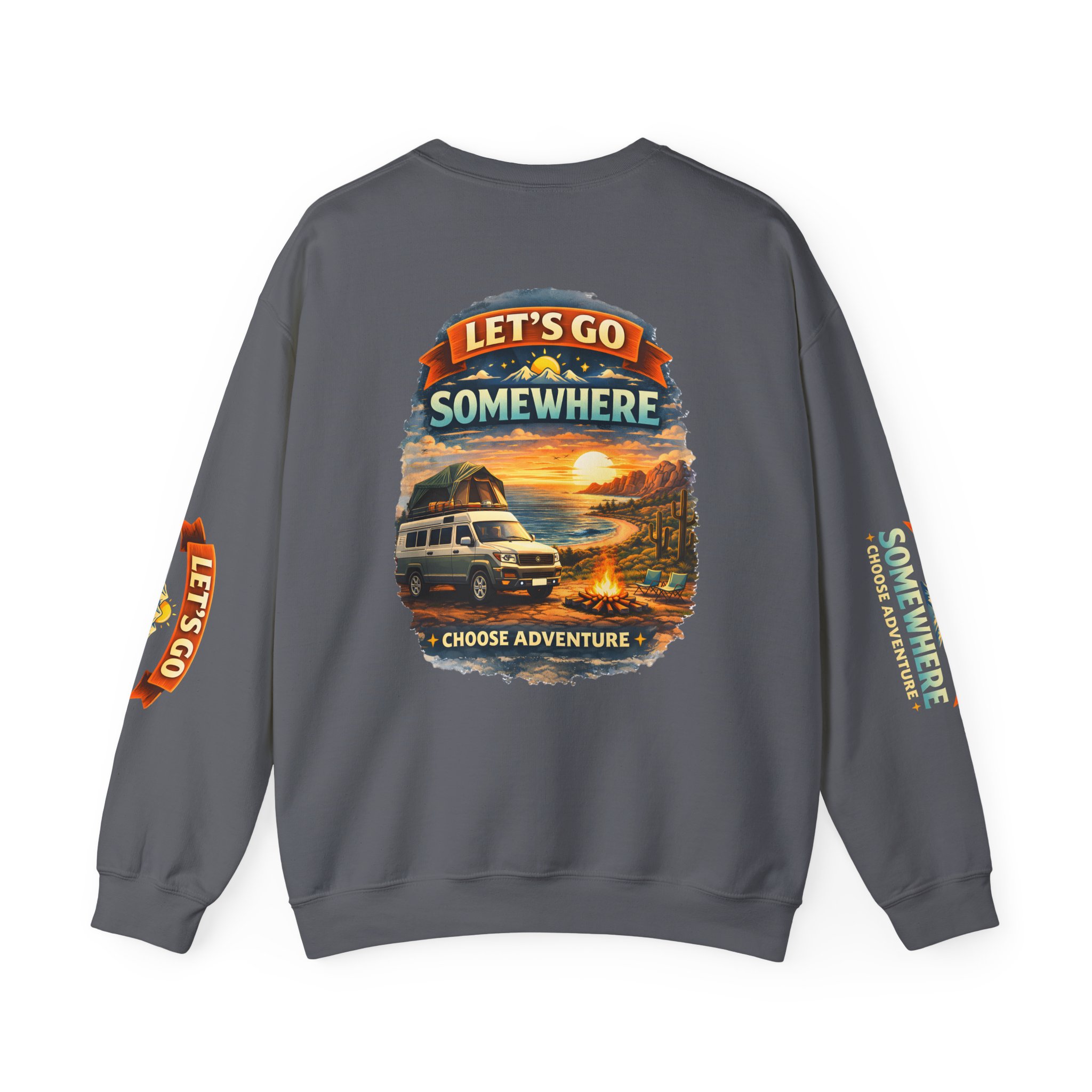 Unisex Heavy Blend™ Crewneck Sweatshirt — "Lets Go Somewhere" Design Scenic-Line