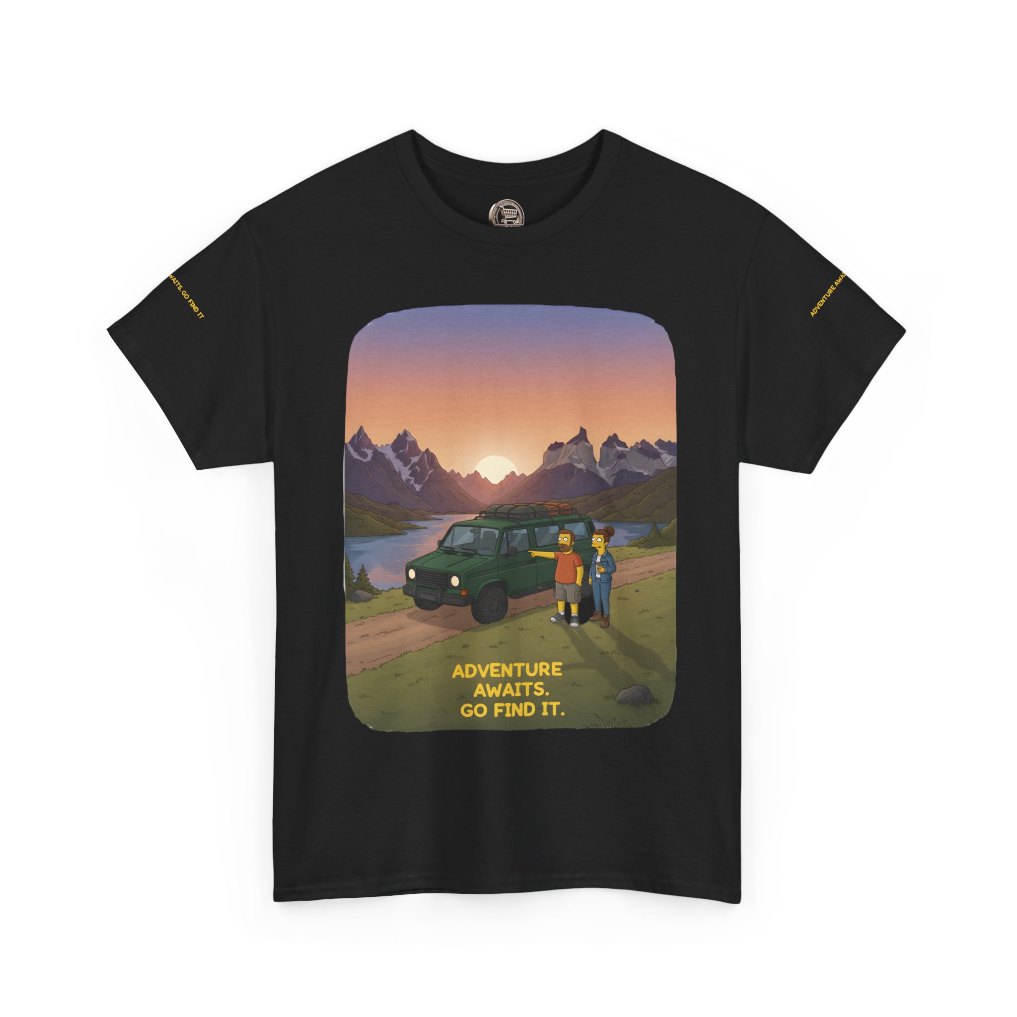 Unisex Heavy Cotton Tee — "Adventure Awaits-Go Find It" Design Sitcom-Line