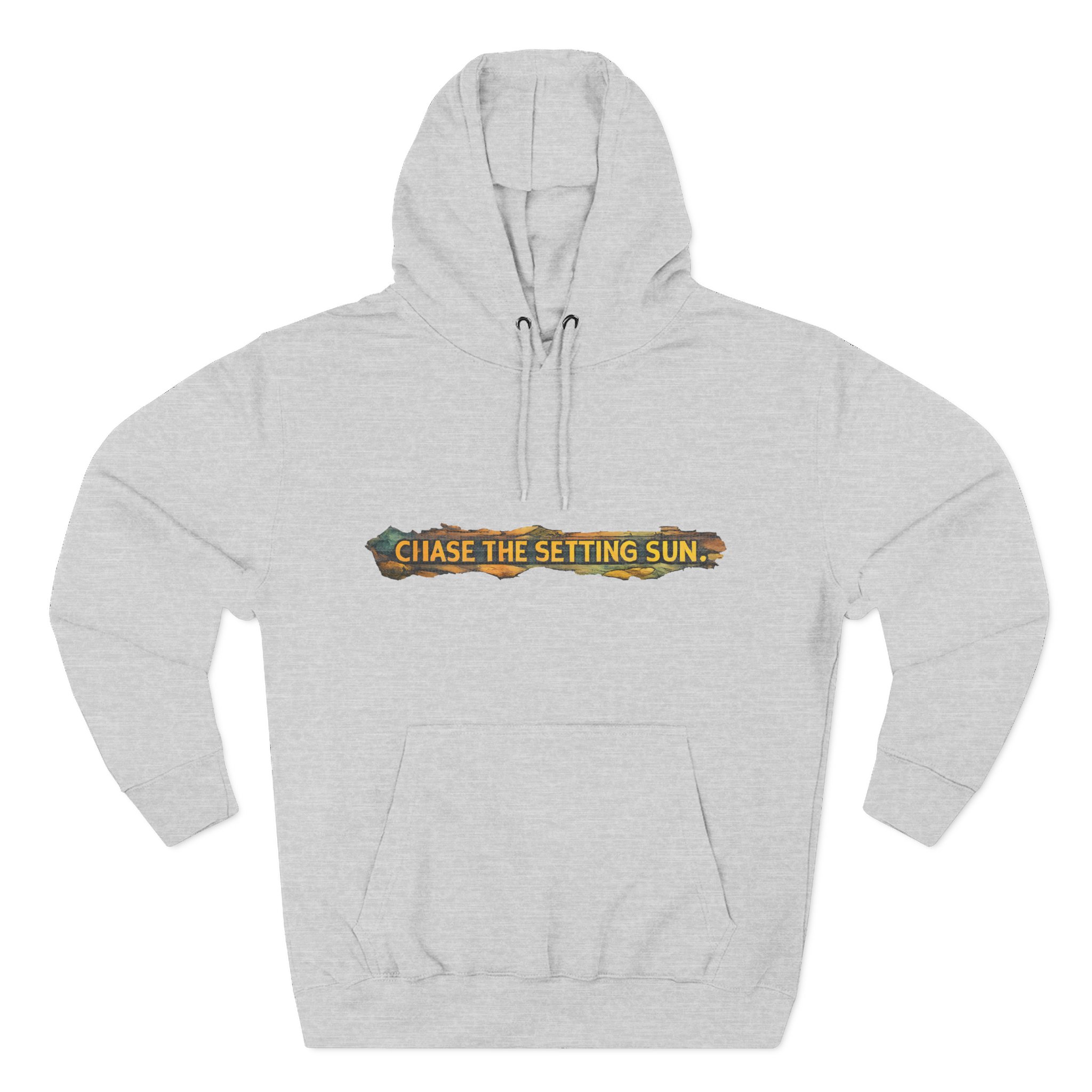 Three-Panel Fleece Hoodie - "Chase The Settings Sun" Design Cubic-Line