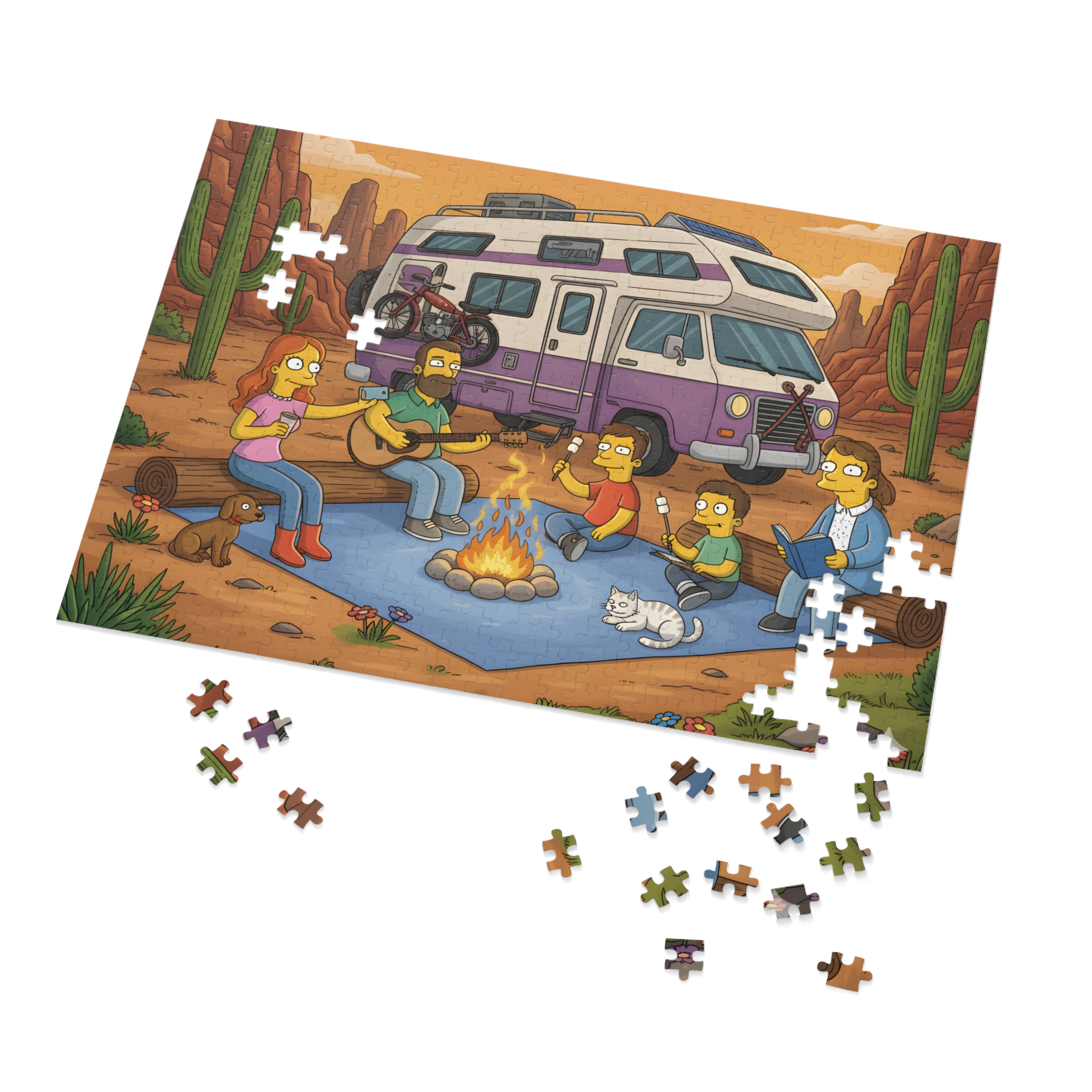 Jigsaw Puzzle with Tin – RV Campfire Design