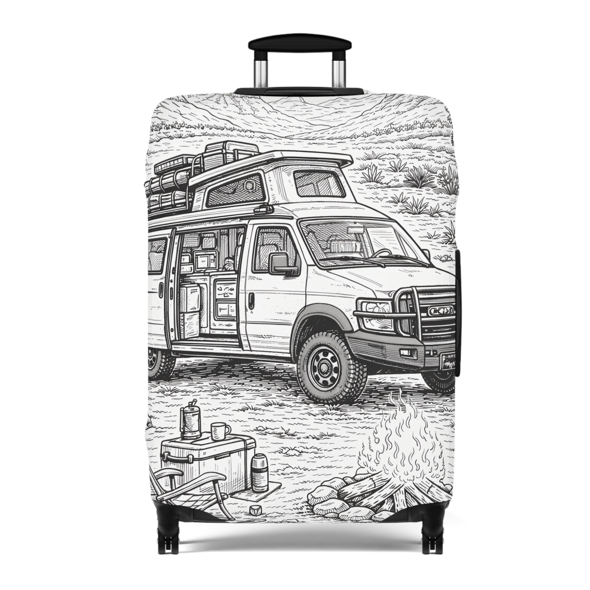 13422354468698836196_2048.jpeg Luggage Cover — Adventure Camper Sketch Travel Suitcase