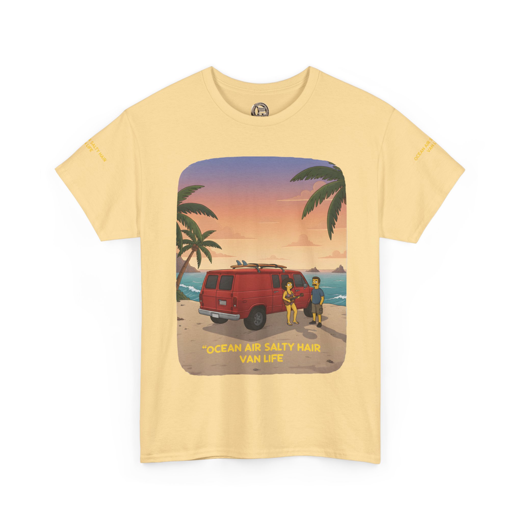 Unisex Heavy Cotton Tee — "Ocean Air Salty Hair Van Life" Design Sitcom-Line