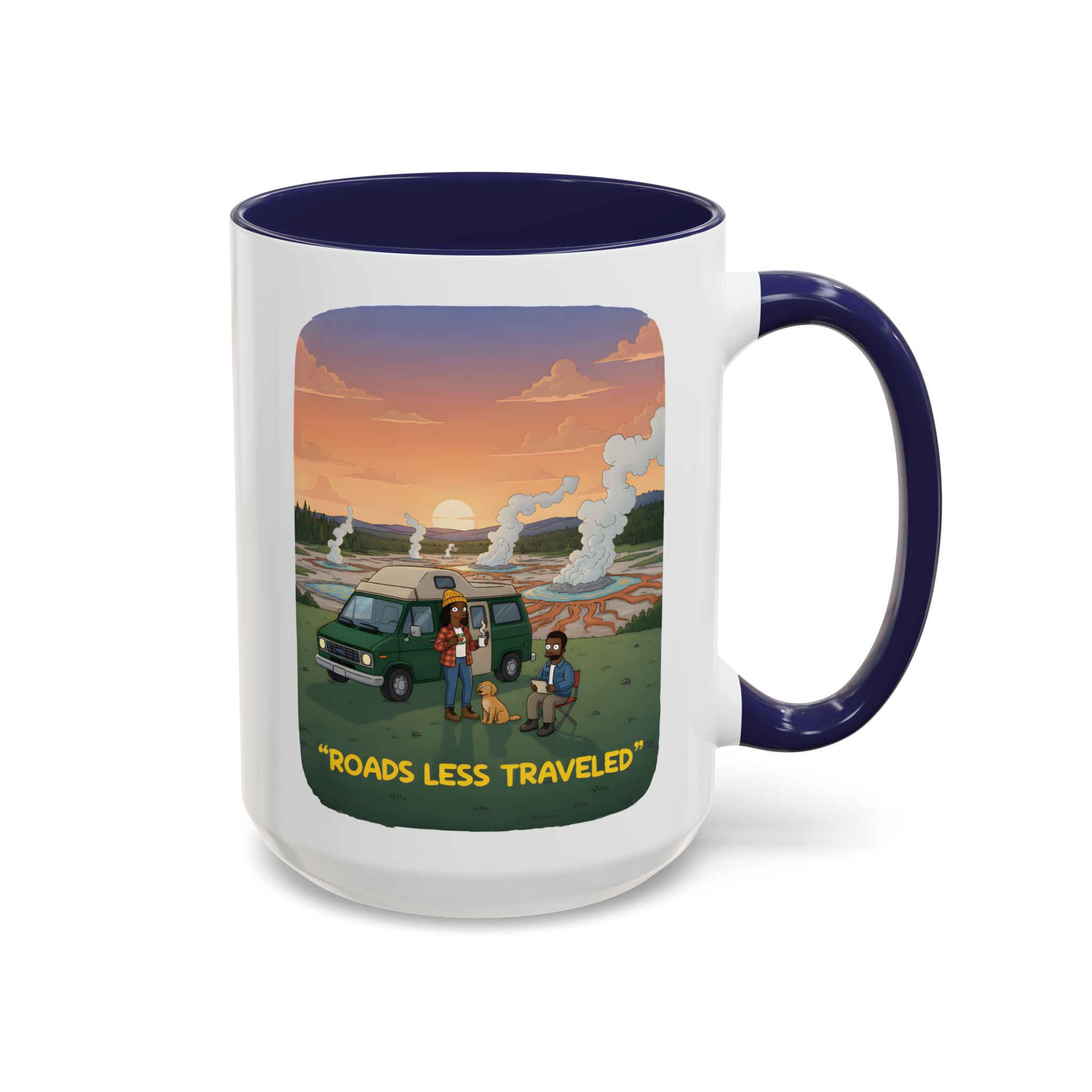 Accent Coffee Mug (11, 15oz) — "Roads Less Traveled" Design Sitcom-Line