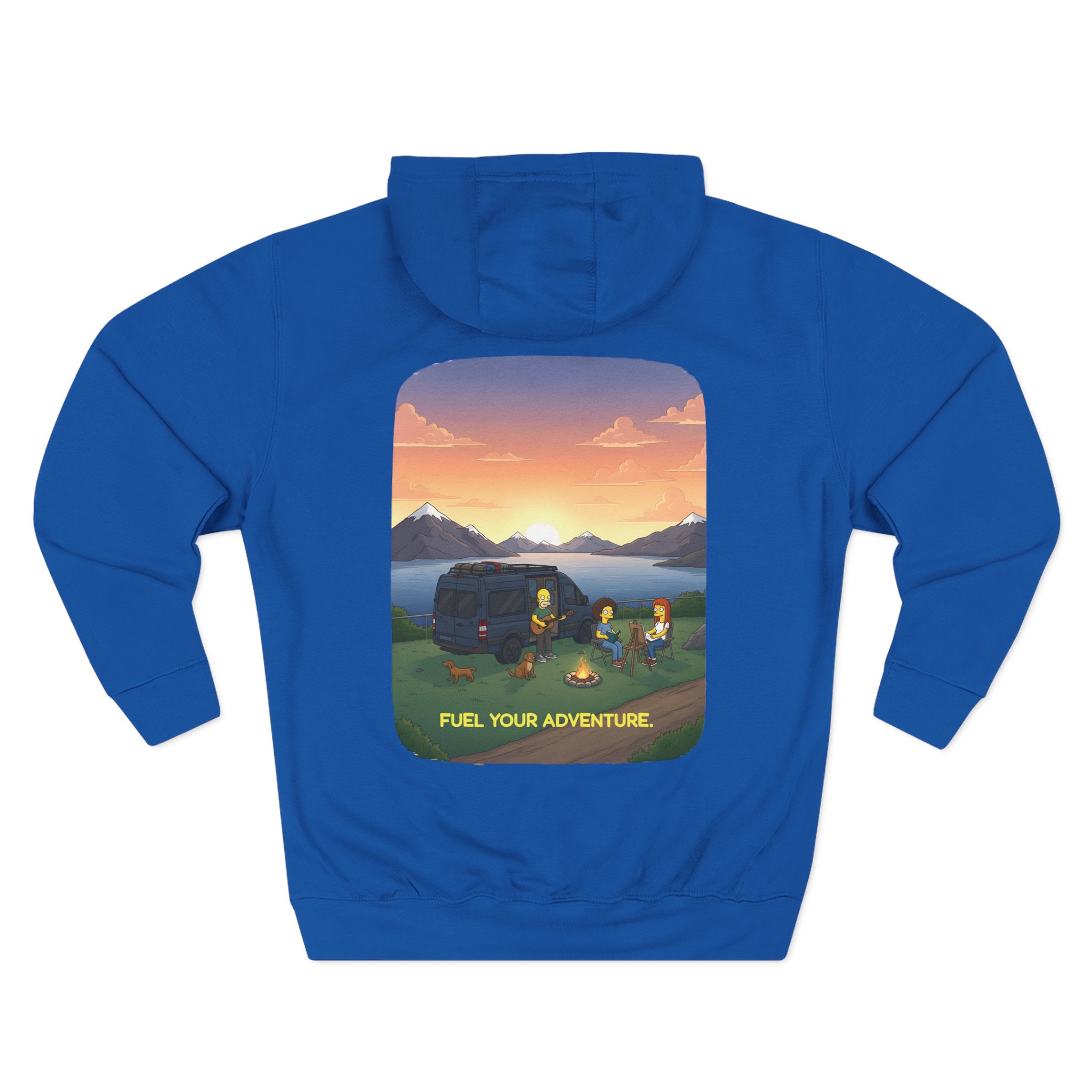 Three-Panel Fleece Hoodie - "Fuel Your Adventure" Design Sitcom-Line