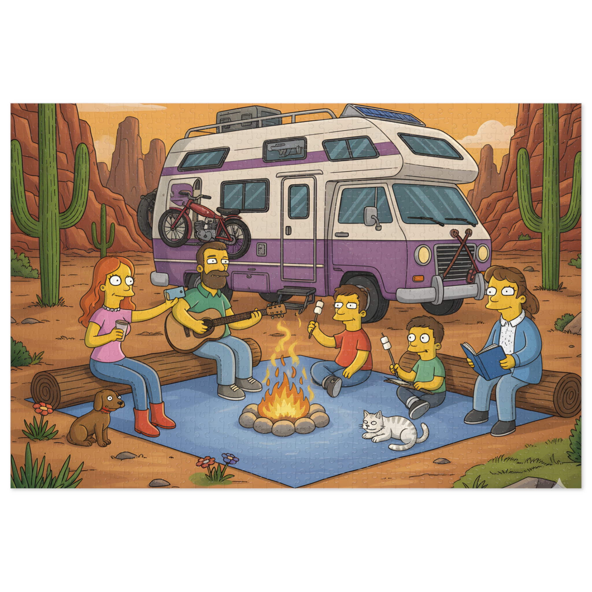 Jigsaw Puzzle with Tin – RV Campfire Design