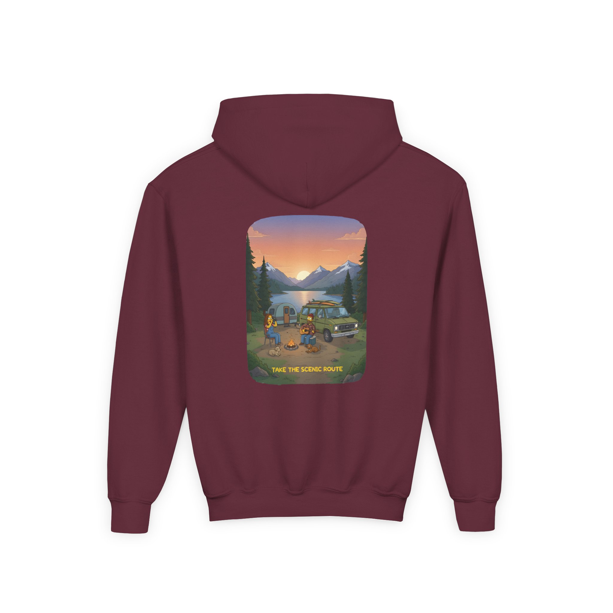 13431755811647980587_2048.jpeg Youth Hoodie(Gildan) – "Take The Scenic Route" (Design Sitcom-Line)