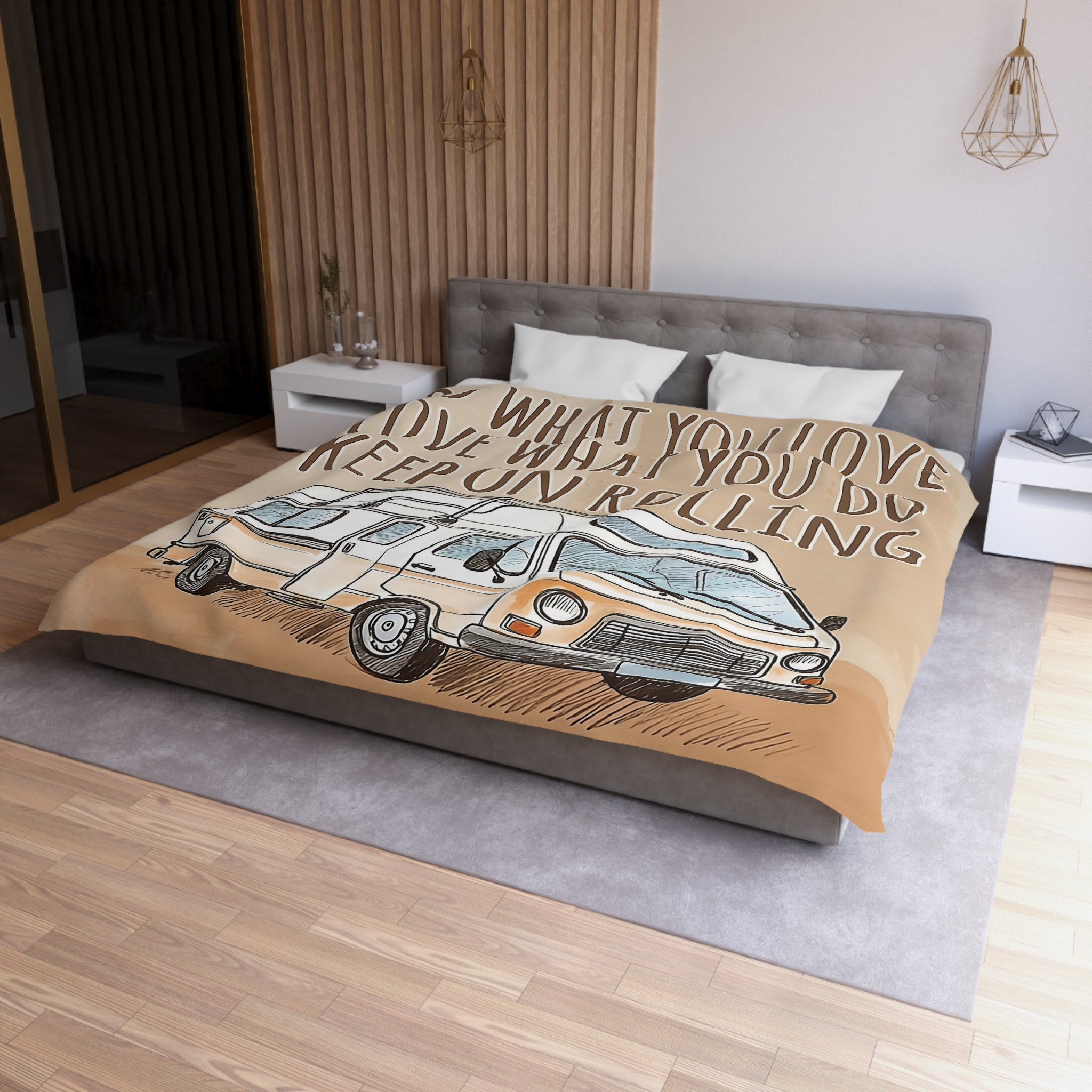 13433759620510671391_2048.jpeg Duvet Cover - 'Do What You Love, Keep On Rolling' Campervan Bedding