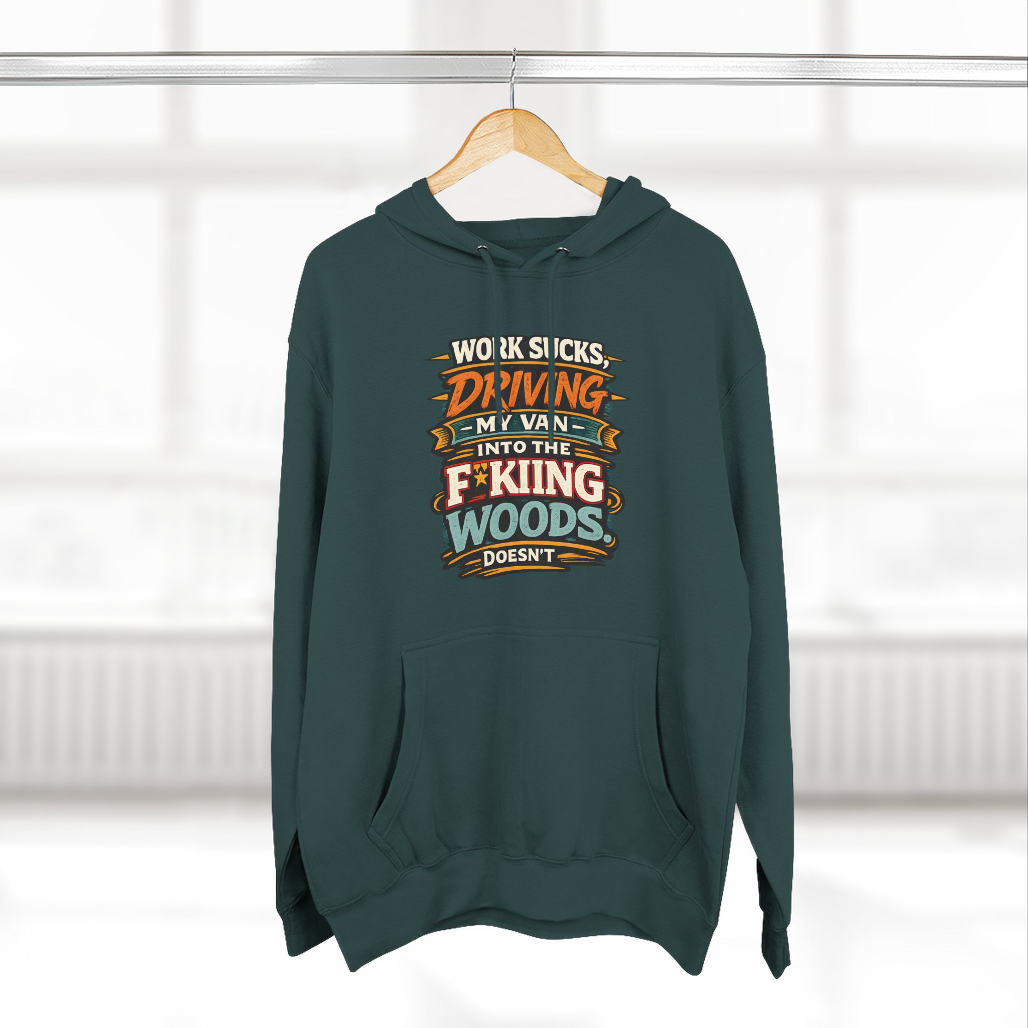 Three-Panel Fleece Hoodie - "Work Sucks" Design F**K-Line