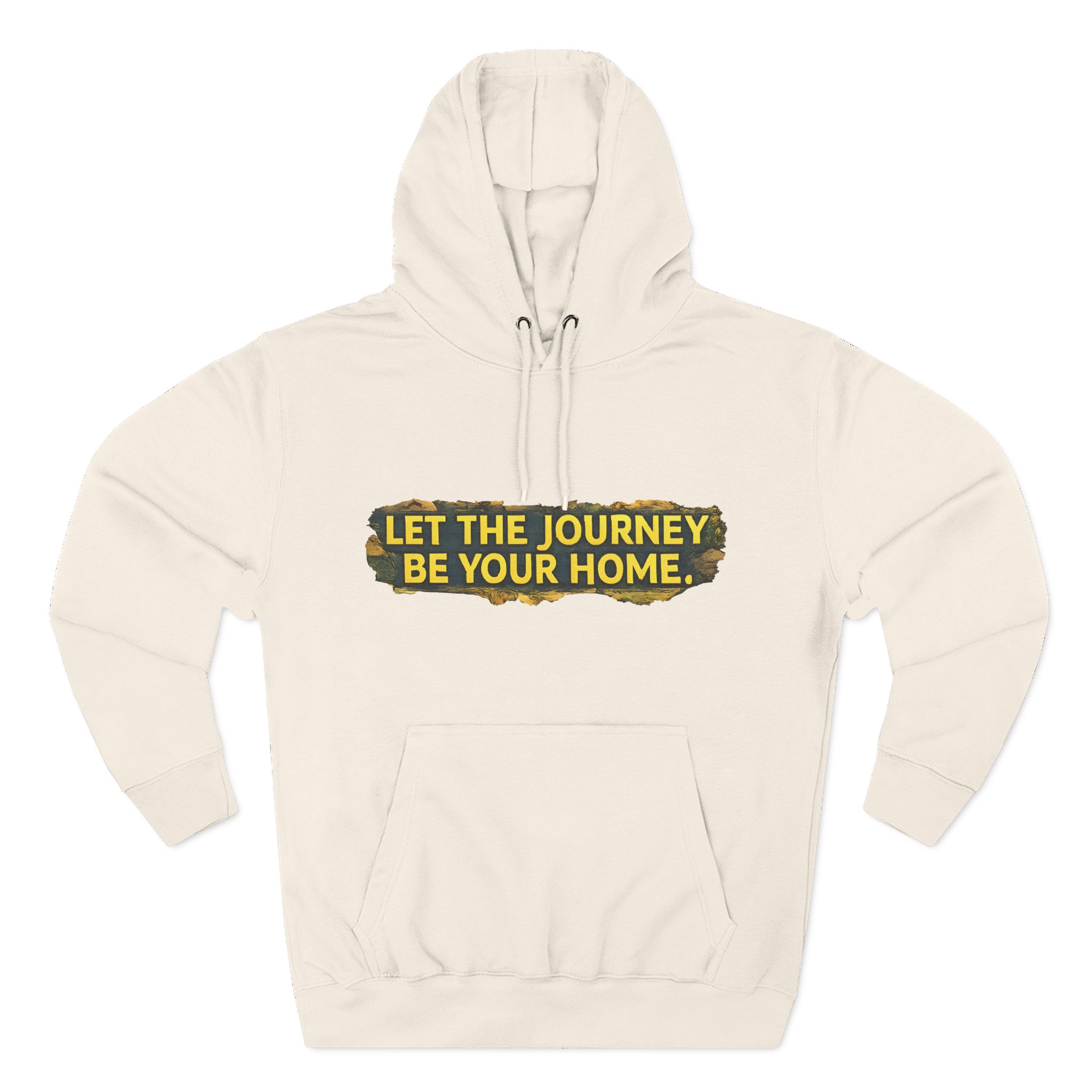 Three-Panel Fleece Hoodie - "Let The Journey Be Your Home" Design Cubic-Line